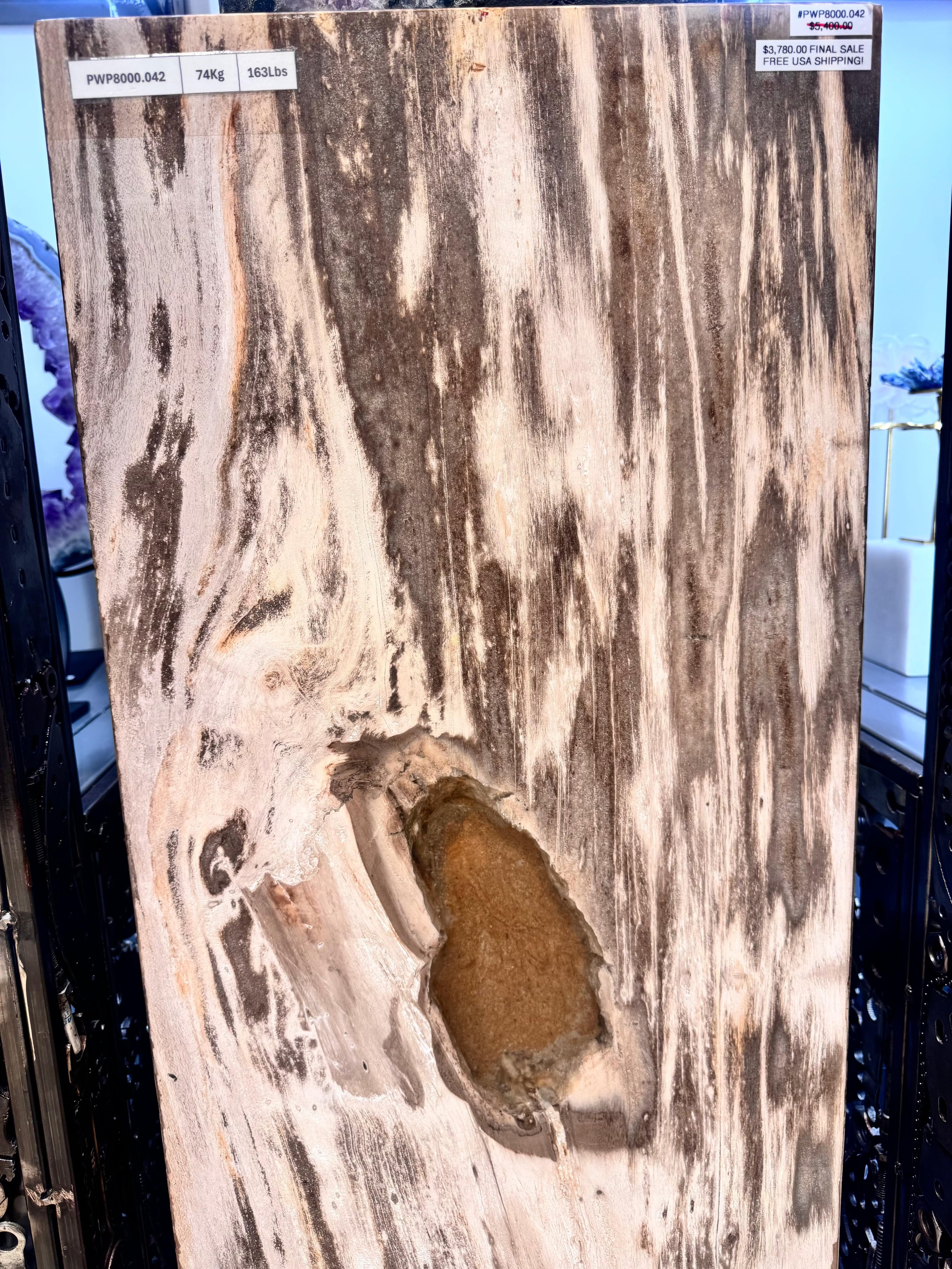 Kalifano Petrified Wood Petrified Wood Hollow Square Padestal 39" / 163lbs PWP8000.042