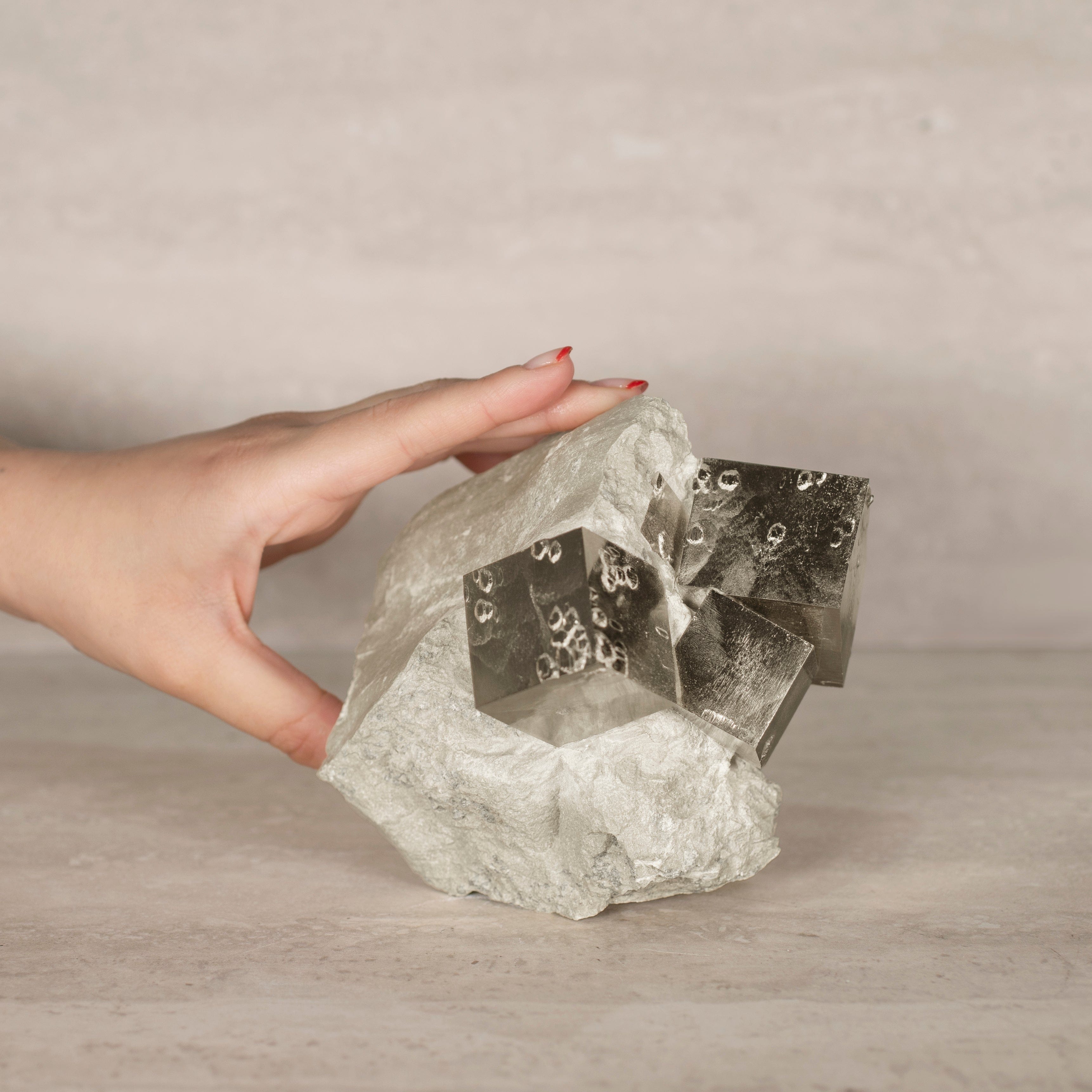 Kalifano Pyrite Natural Pyrite Cube Cluster in Matrix from Spain - 5.5" / 4 lbs SPC6000.002