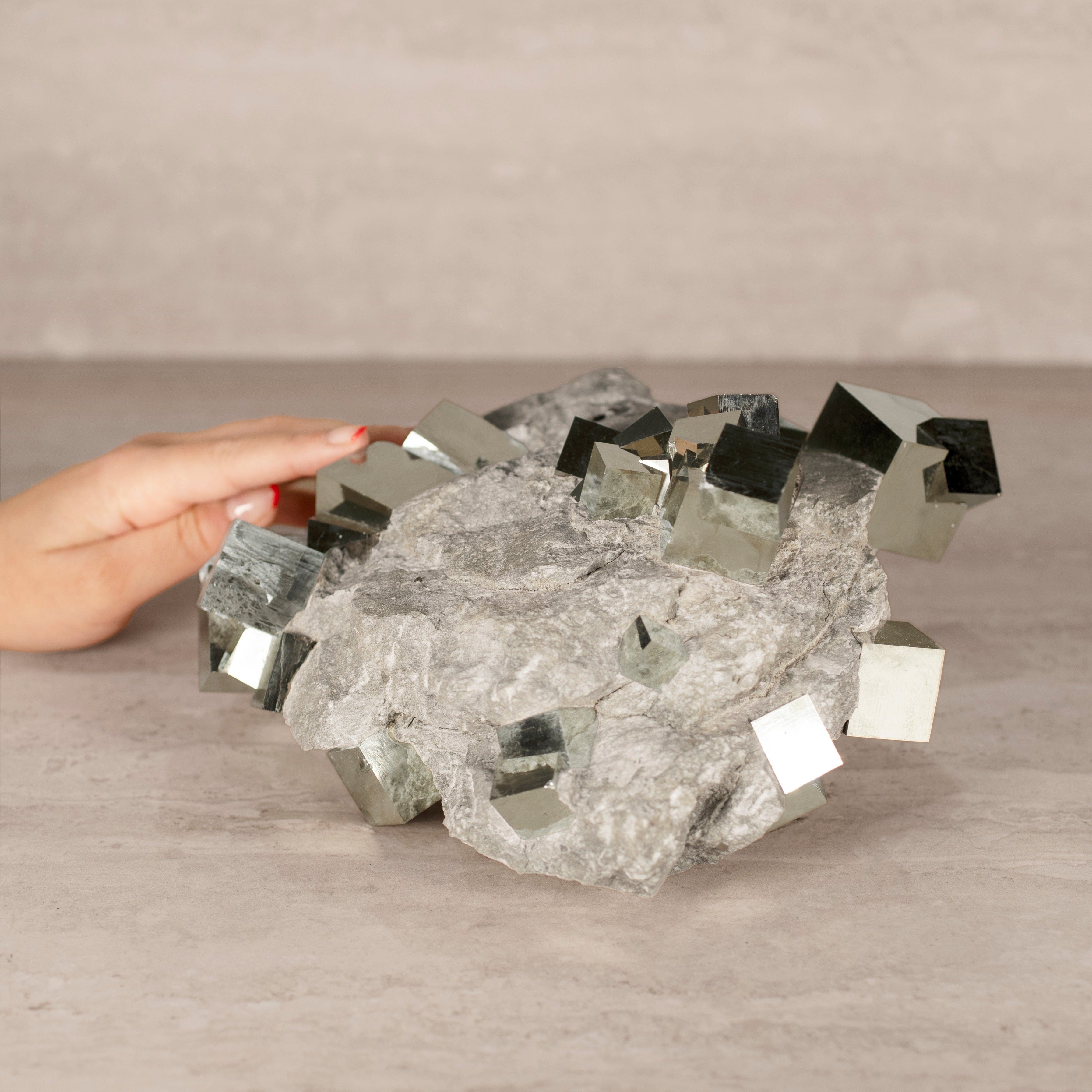 Kalifano Pyrite Natural Pyrite Cube Cluster in Matrix from Spain - 9.5" / 13 lbs SPC25000.001