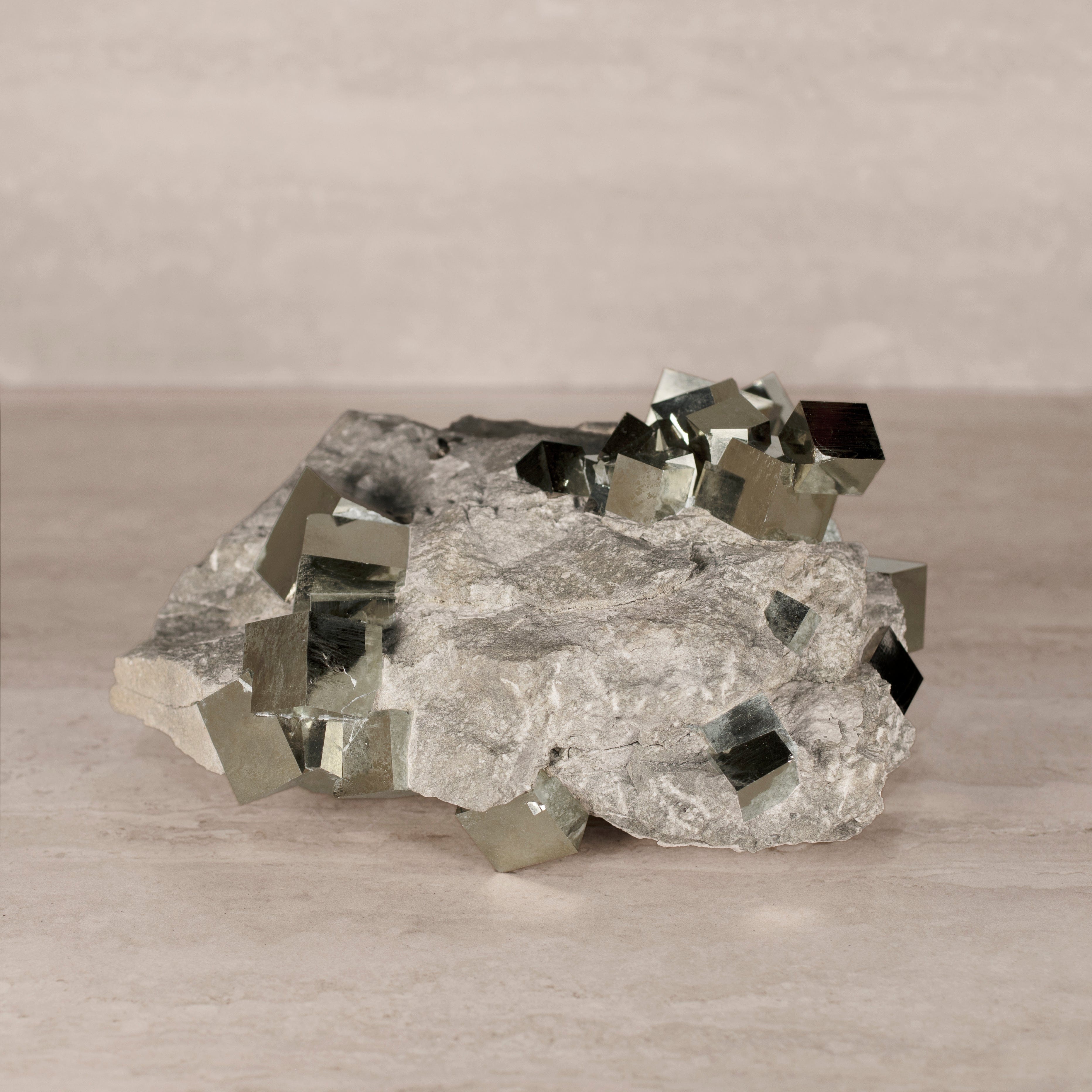 Kalifano Pyrite Natural Pyrite Cube Cluster in Matrix from Spain - 9.5" / 13 lbs SPC25000.001