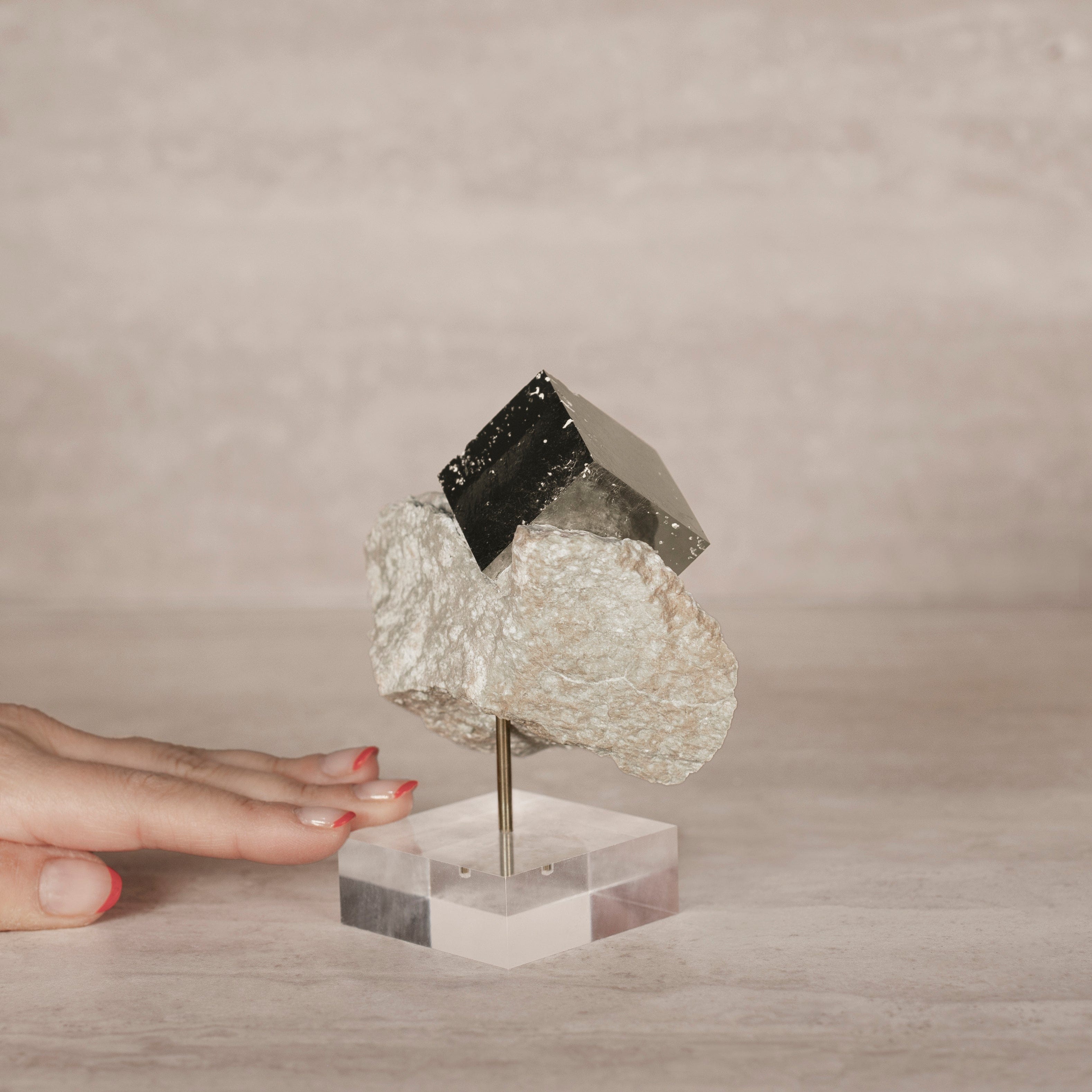 Kalifano Pyrite Natural Pyrite Cube on Stand from Spain - 5" / 530 grams SPC1200.001