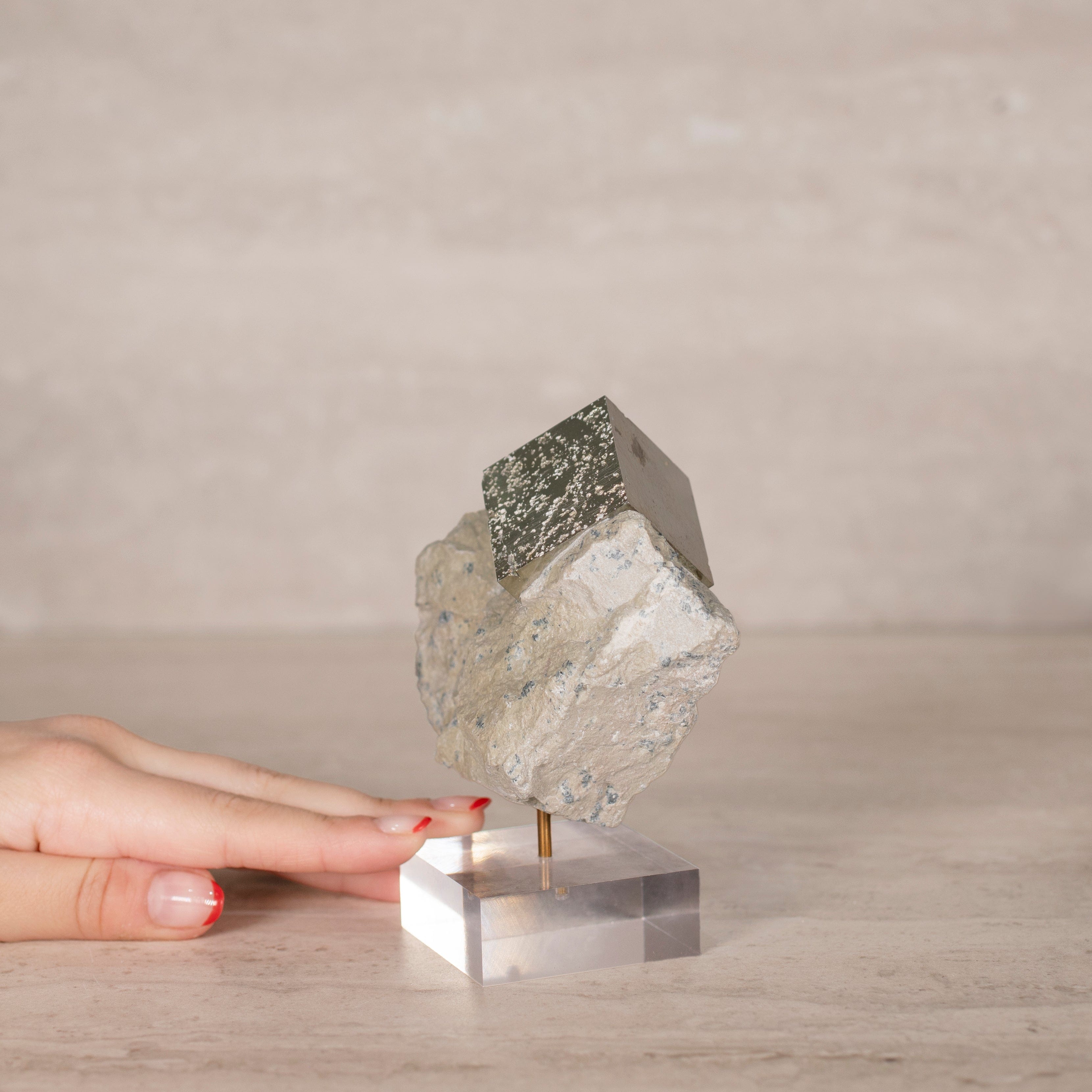 Kalifano Pyrite Natural Pyrite Cube on Stand from Spain - 5" / 545 grams SPC1000.002