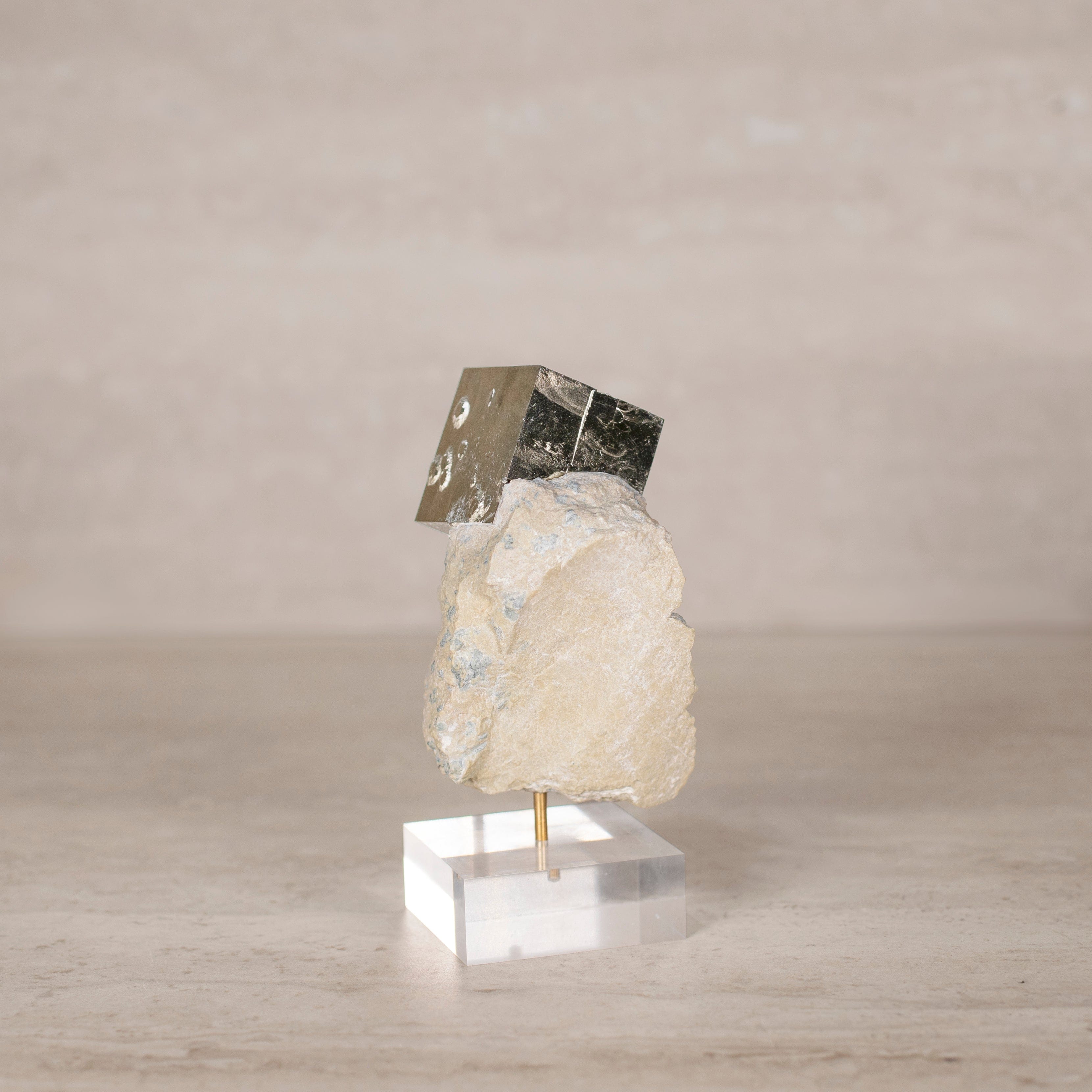 Kalifano Pyrite Natural Pyrite Cube on Stand from Spain - 5" / 565 grams SPC2000.001