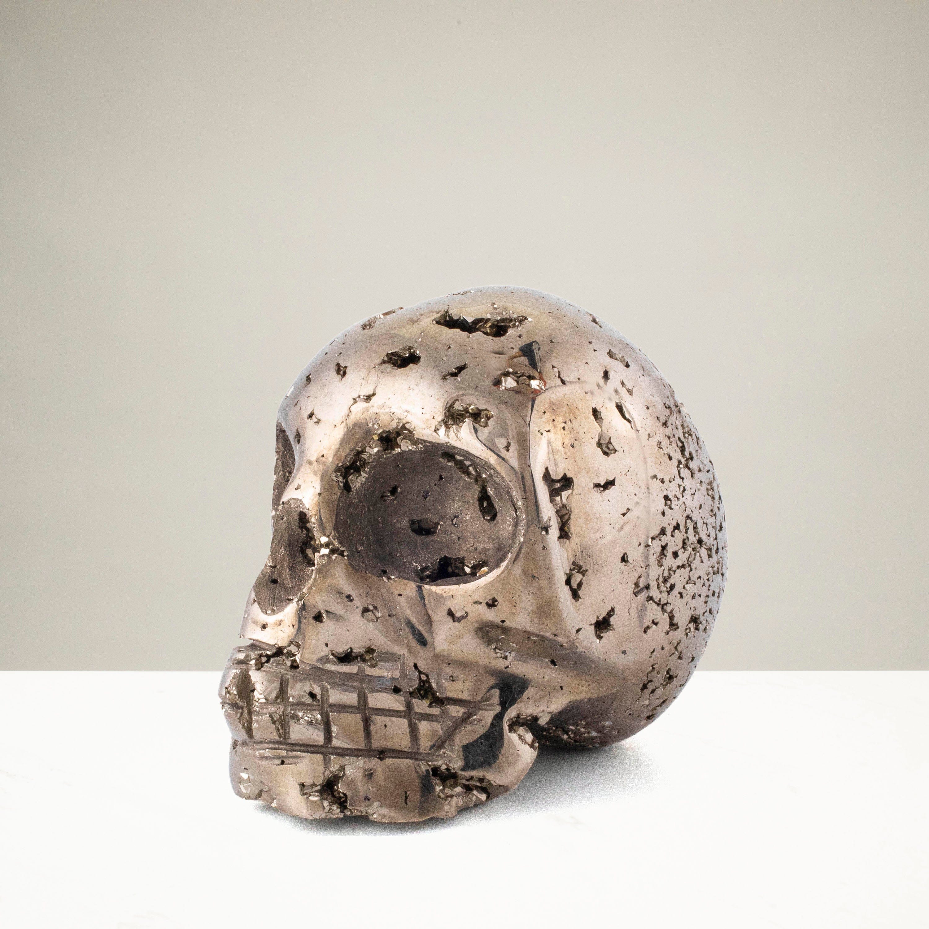 Kalifano Pyrite Pyrite Skull Carving 3" / 375 grams SK800-PC.003