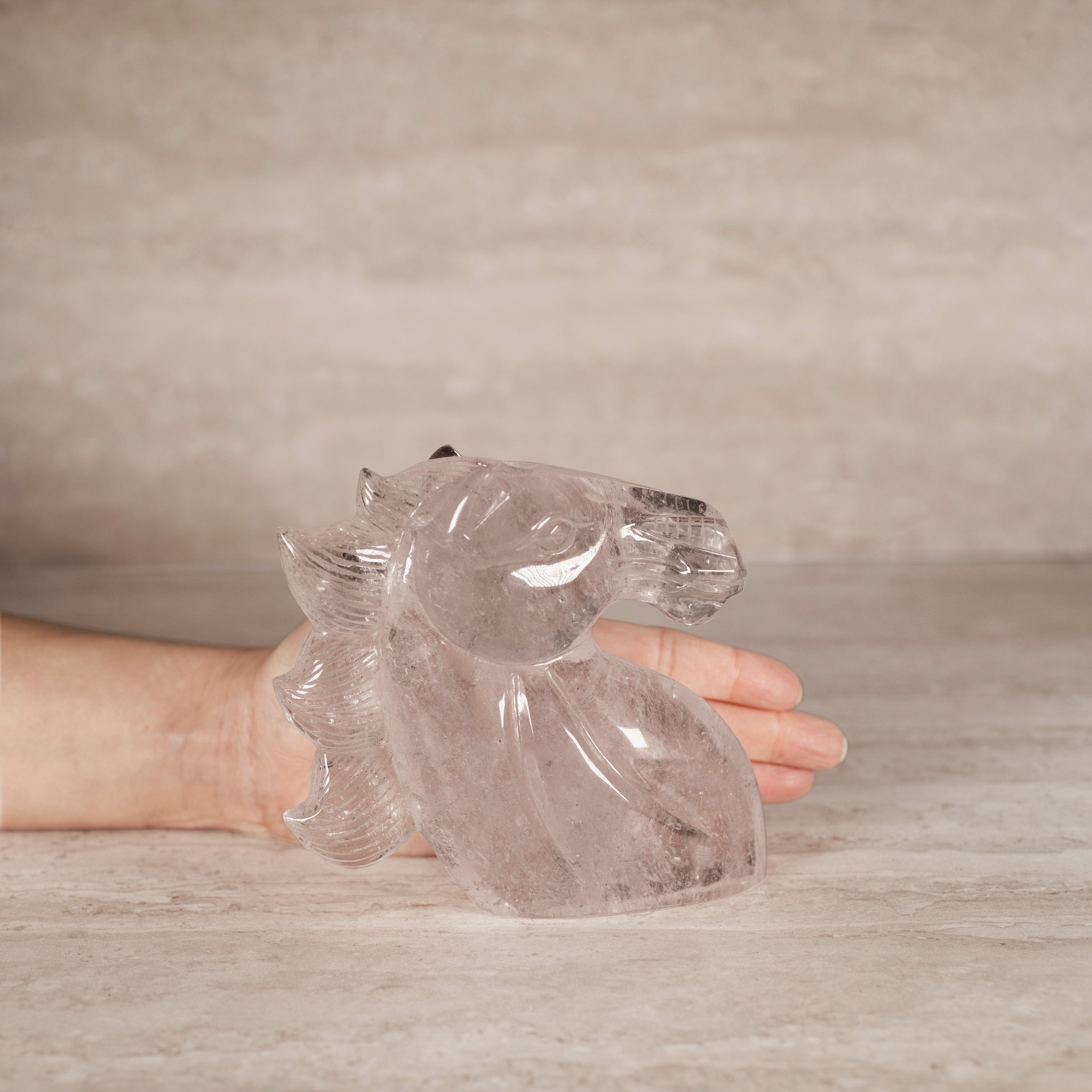 Kalifano Quartz Natural Brazilian Quartz Horse Carving - 5.25" / 935 g H2200-QZ.001