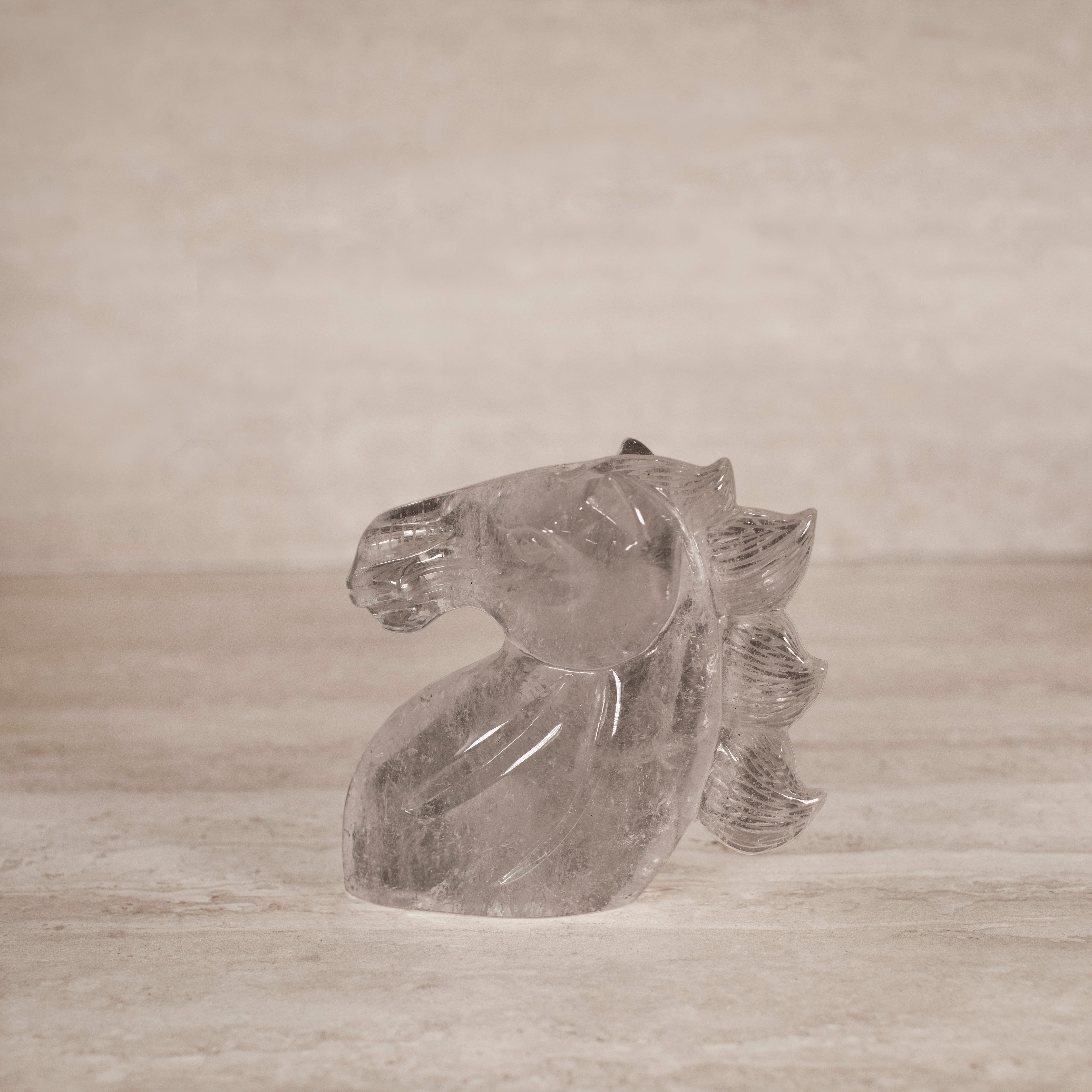 Kalifano Quartz Natural Brazilian Quartz Horse Carving - 5.25" / 935 g H2200-QZ.001