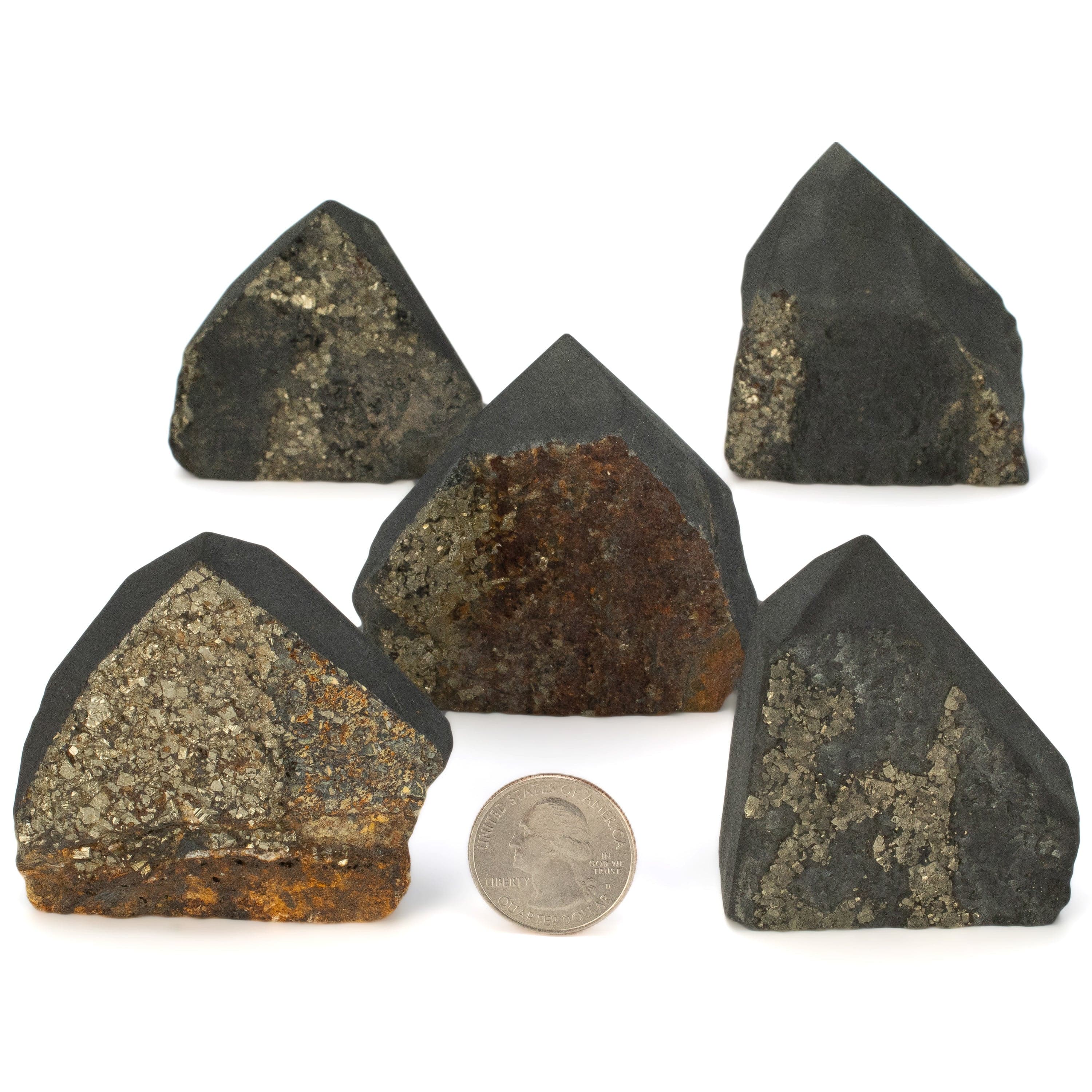 Kalifano Quartz Shungite Point with Pyrite SHP40
