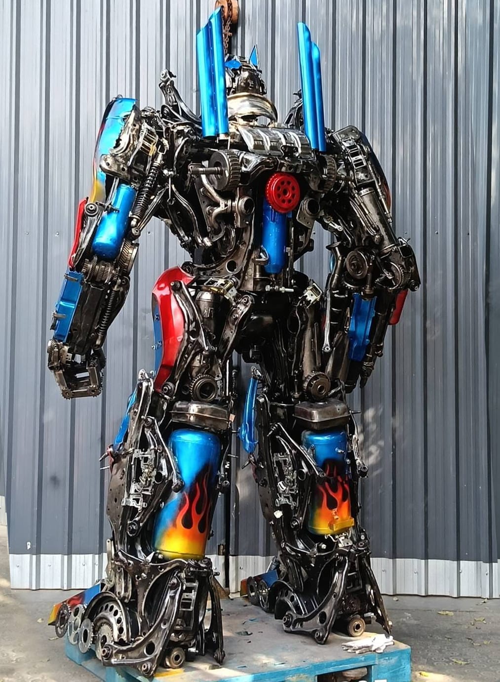 Kalifano Recycled Metal Art 102" Optimus Prime Inspired Recycled Metal Art Sculpture RMS-OP260-S05