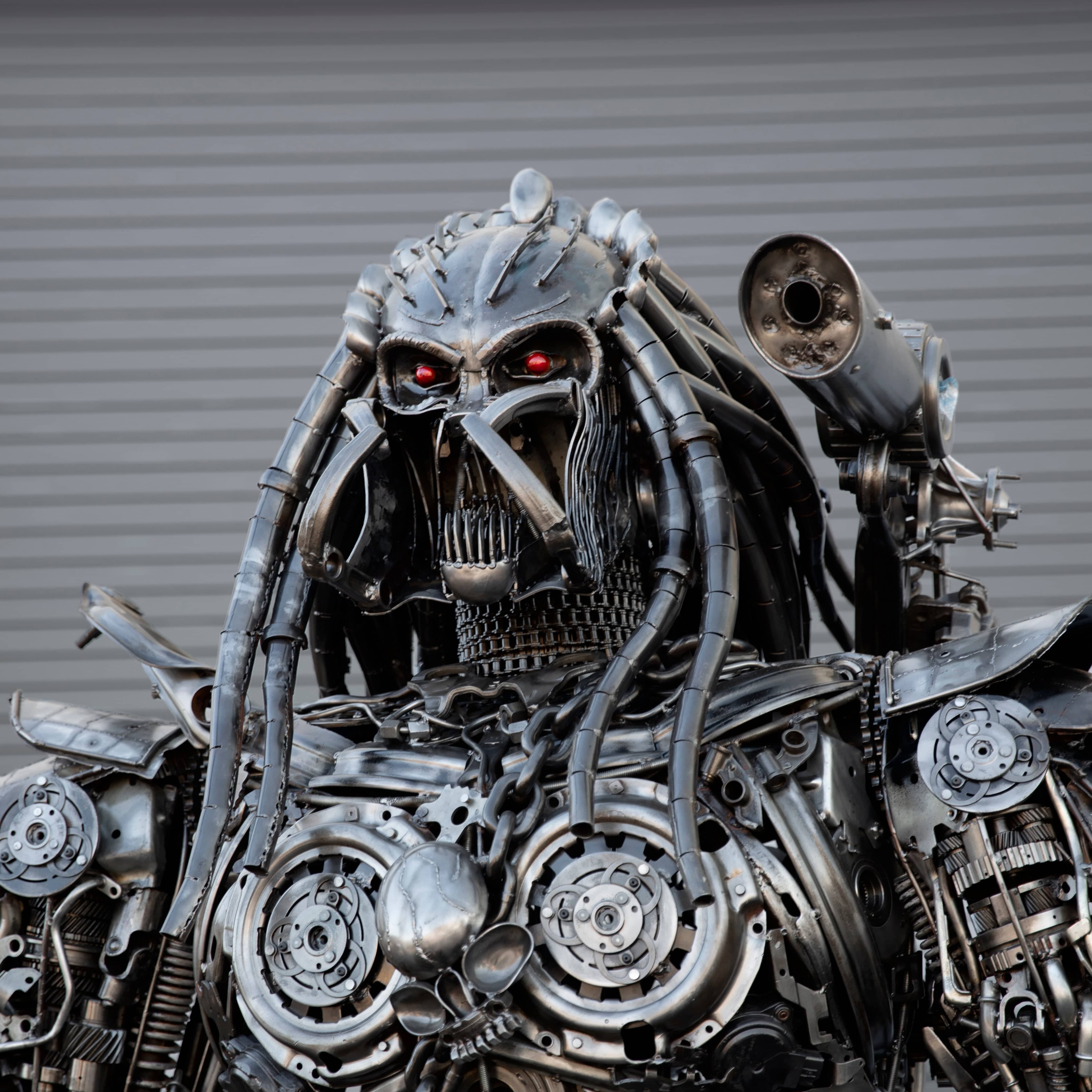 Kalifano Recycled Metal Art 102" Predator Inspired Recycled Metal Art Sculpture RMS-PRED260-S06