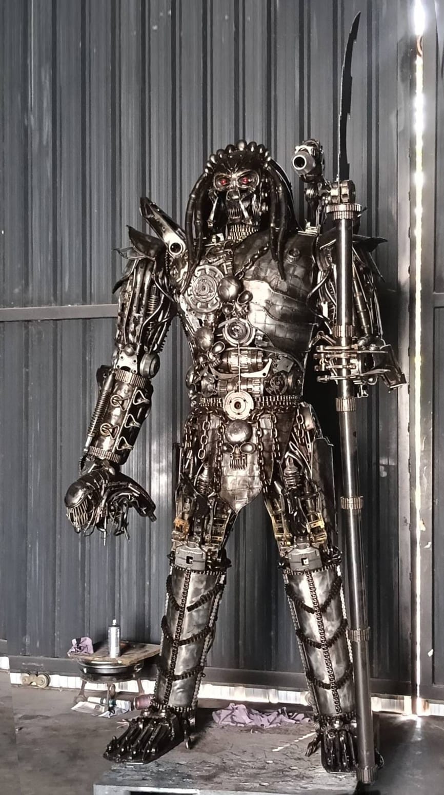 Kalifano Recycled Metal Art 102" Predator Inspired Recycled Metal Art Sculpture RMS-PRED260-S07