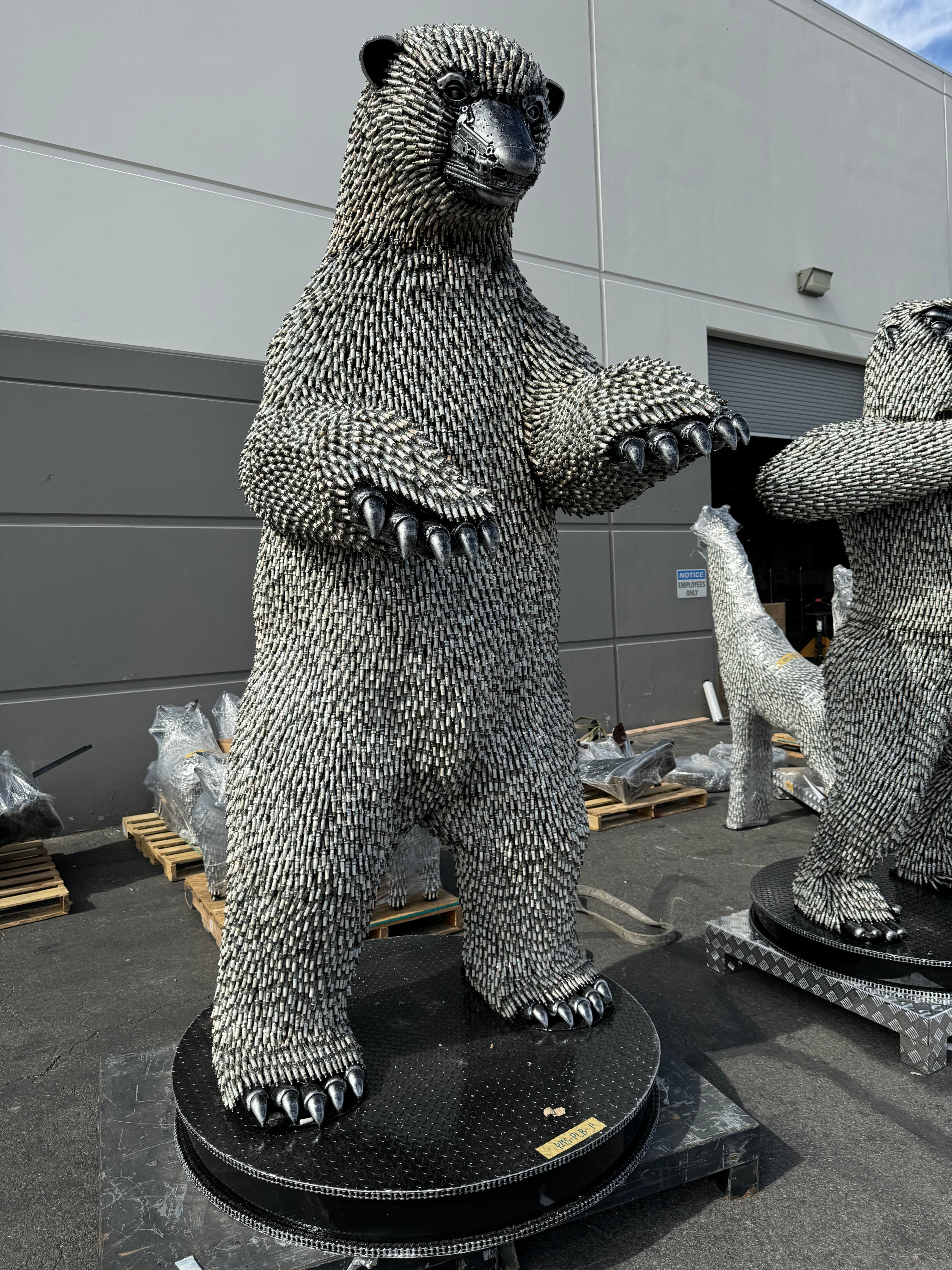 Kalifano Recycled Metal Art 106" Spark Plug Polar Bear (20,000+) Recycled Metal Sculpture RMS-PLB-P