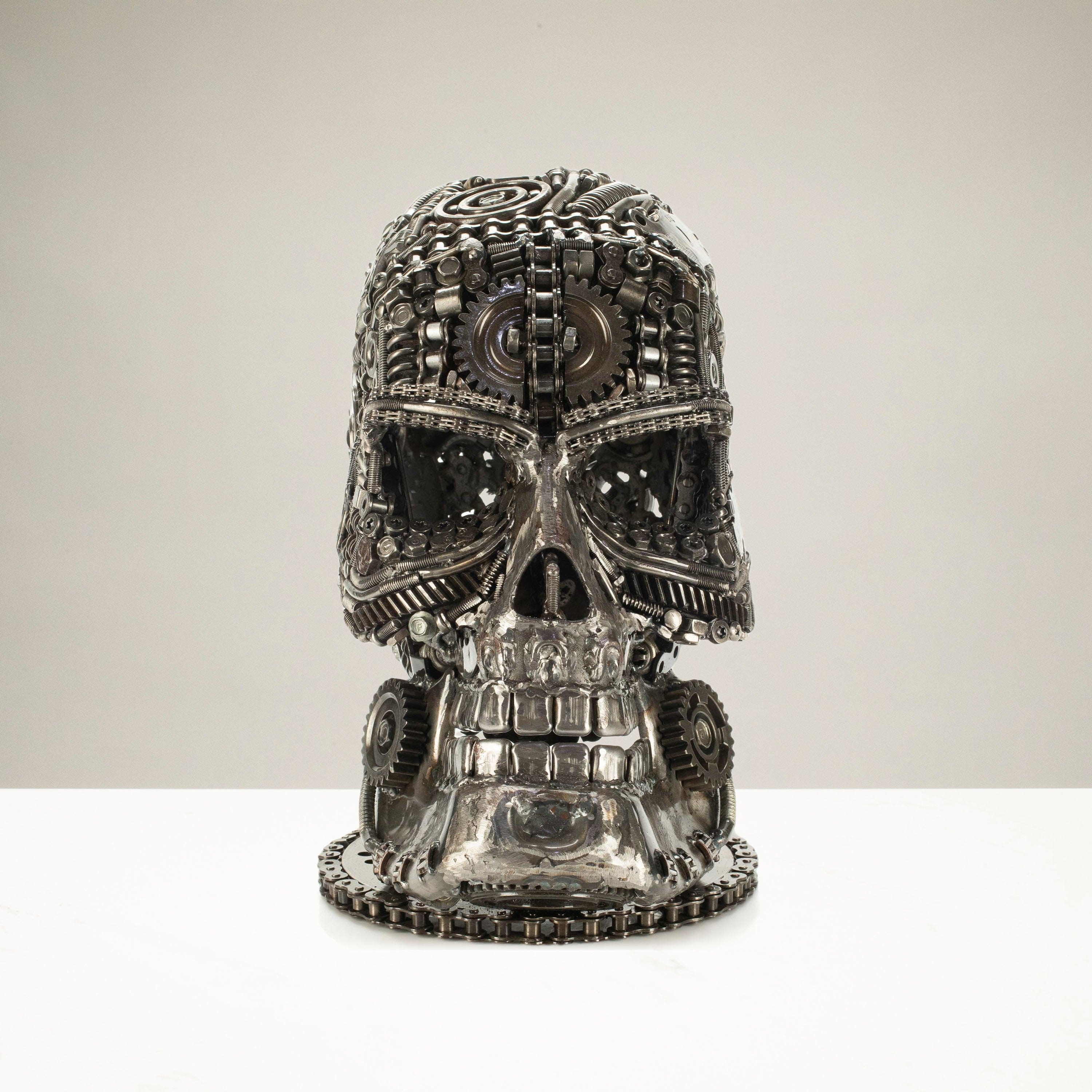 KALIFANO Recycled Metal Art 13" Skull Head Recycled Metal Art Sculpture RMS-SK19x33-PK