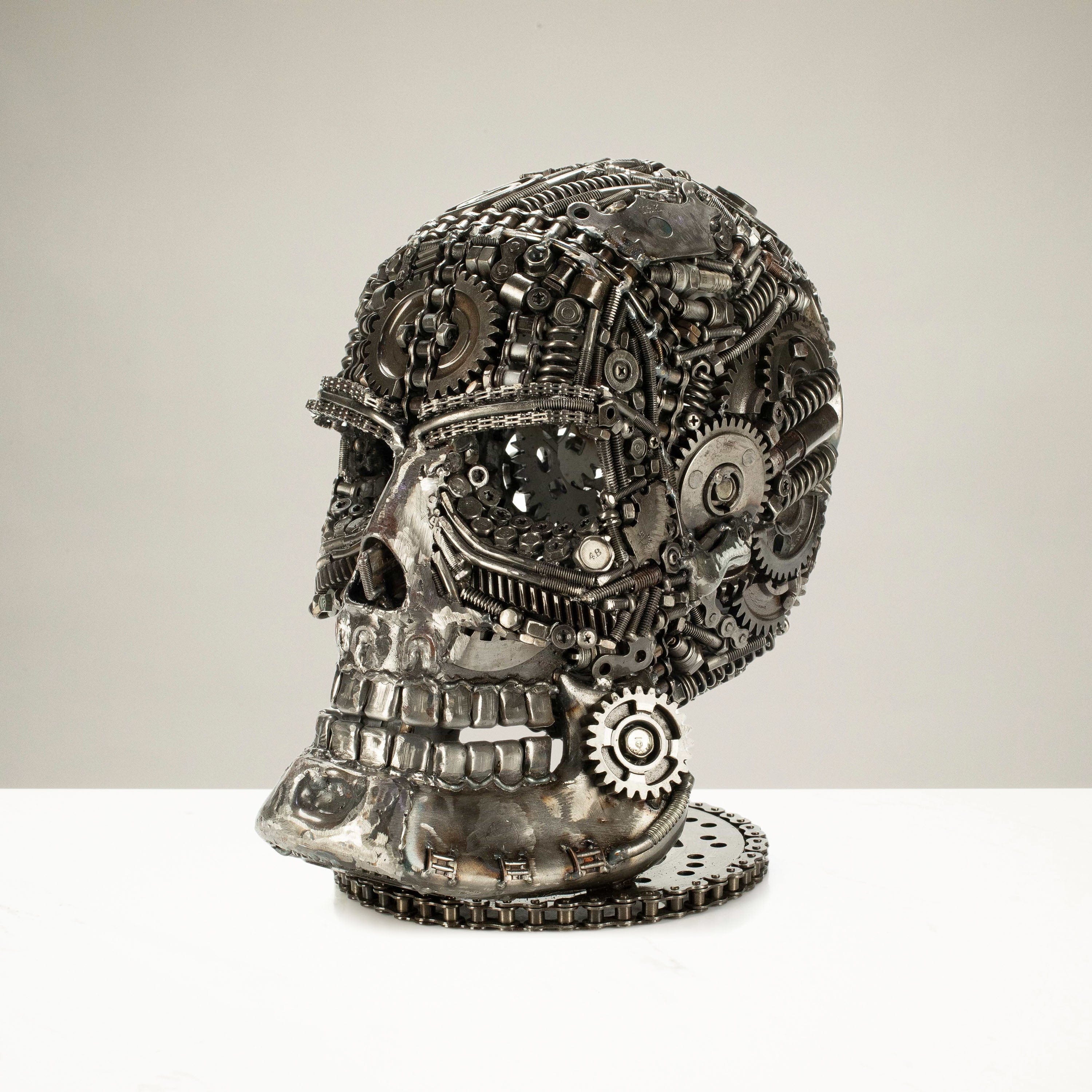 KALIFANO Recycled Metal Art 13" Skull Head Recycled Metal Art Sculpture RMS-SK19x33-PK