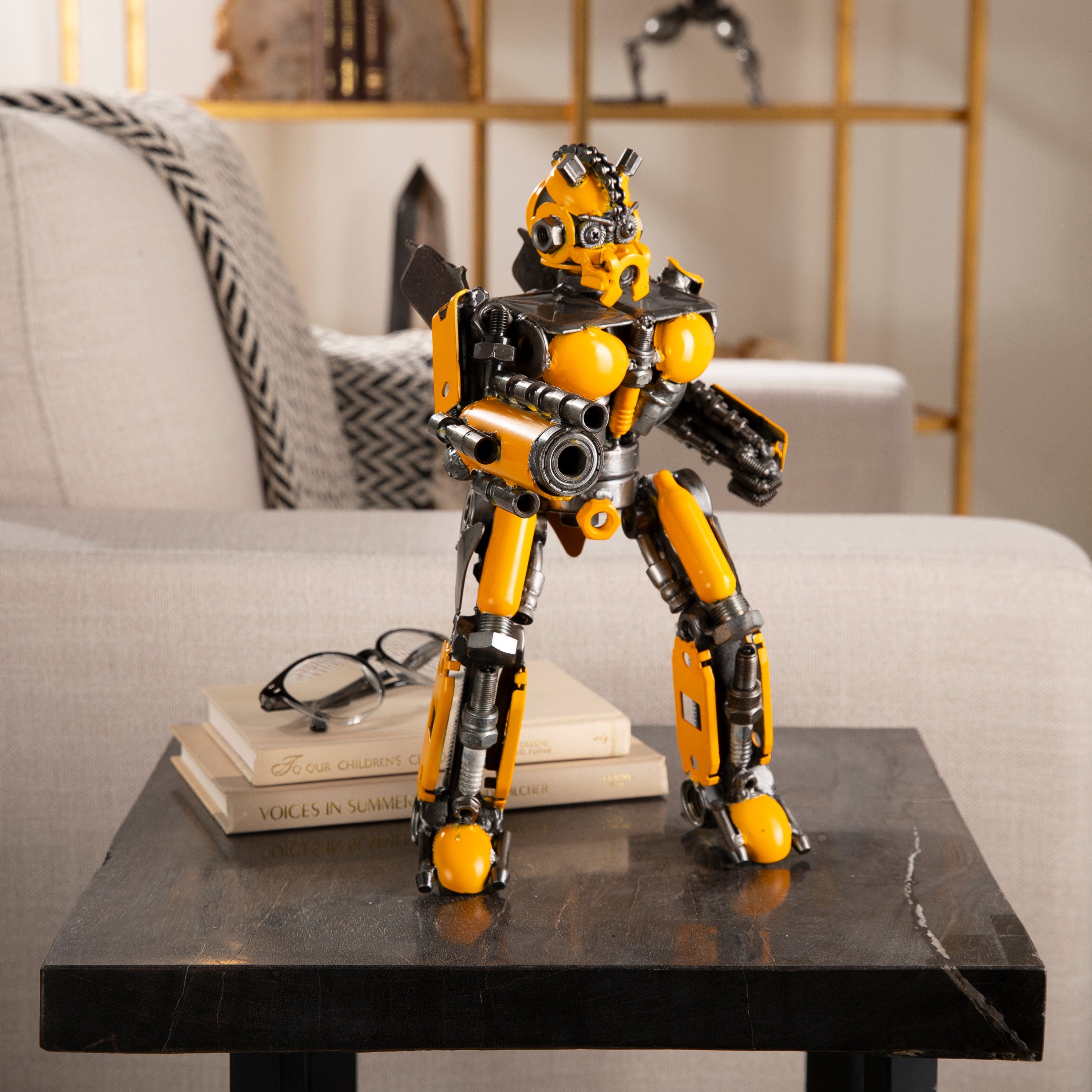 Kalifano Recycled Metal Art 14" BumbleBee Inspired Recycled Metal Sculpture RMS-BB35x26-S