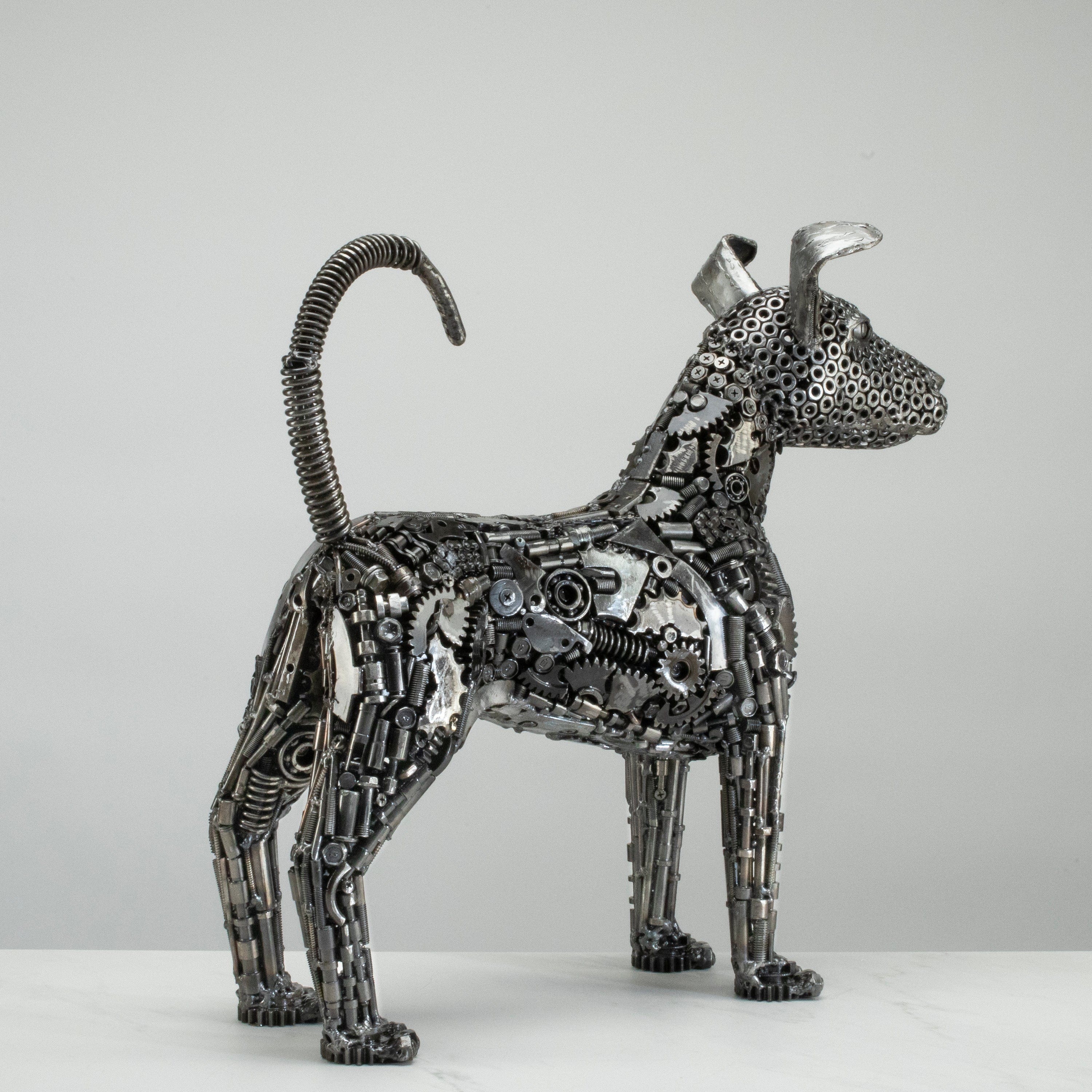 KALIFANO Recycled Metal Art 20" Bull Terrier Dog Recycled Metal Art Sculpture RMS-BT50x48-PK