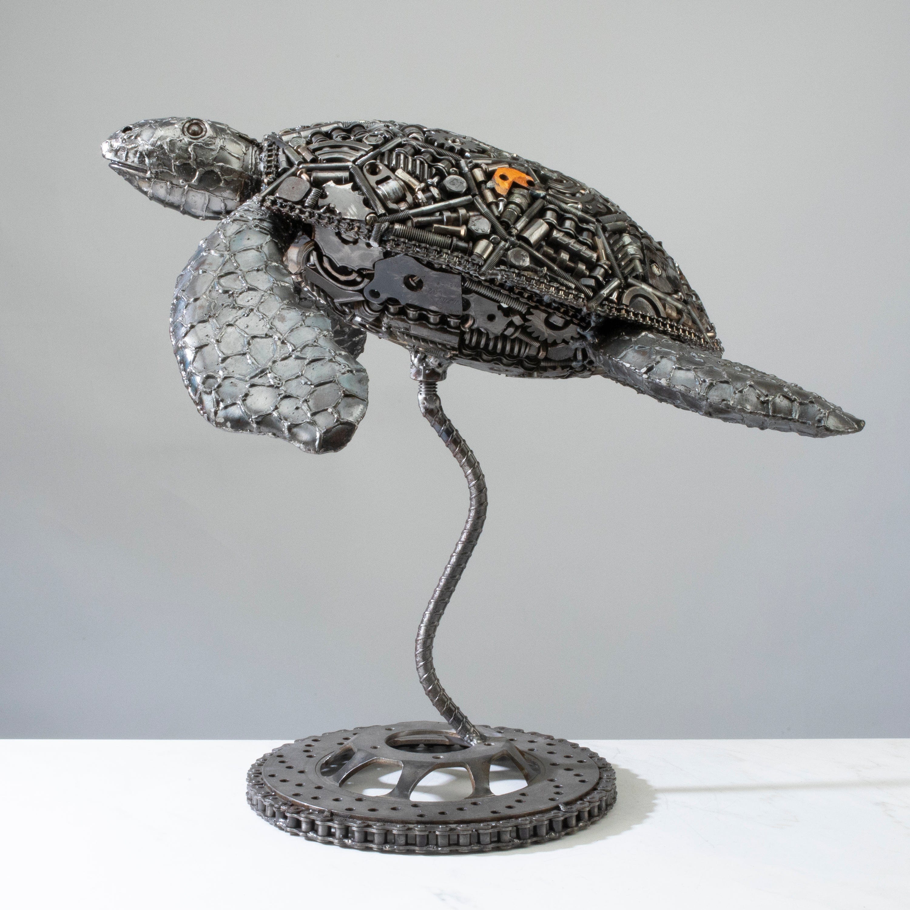 Kalifano Recycled Metal Art 20" Sea Turtle Recycled Metal Art Sculpture RMS-ST50x44-PK
