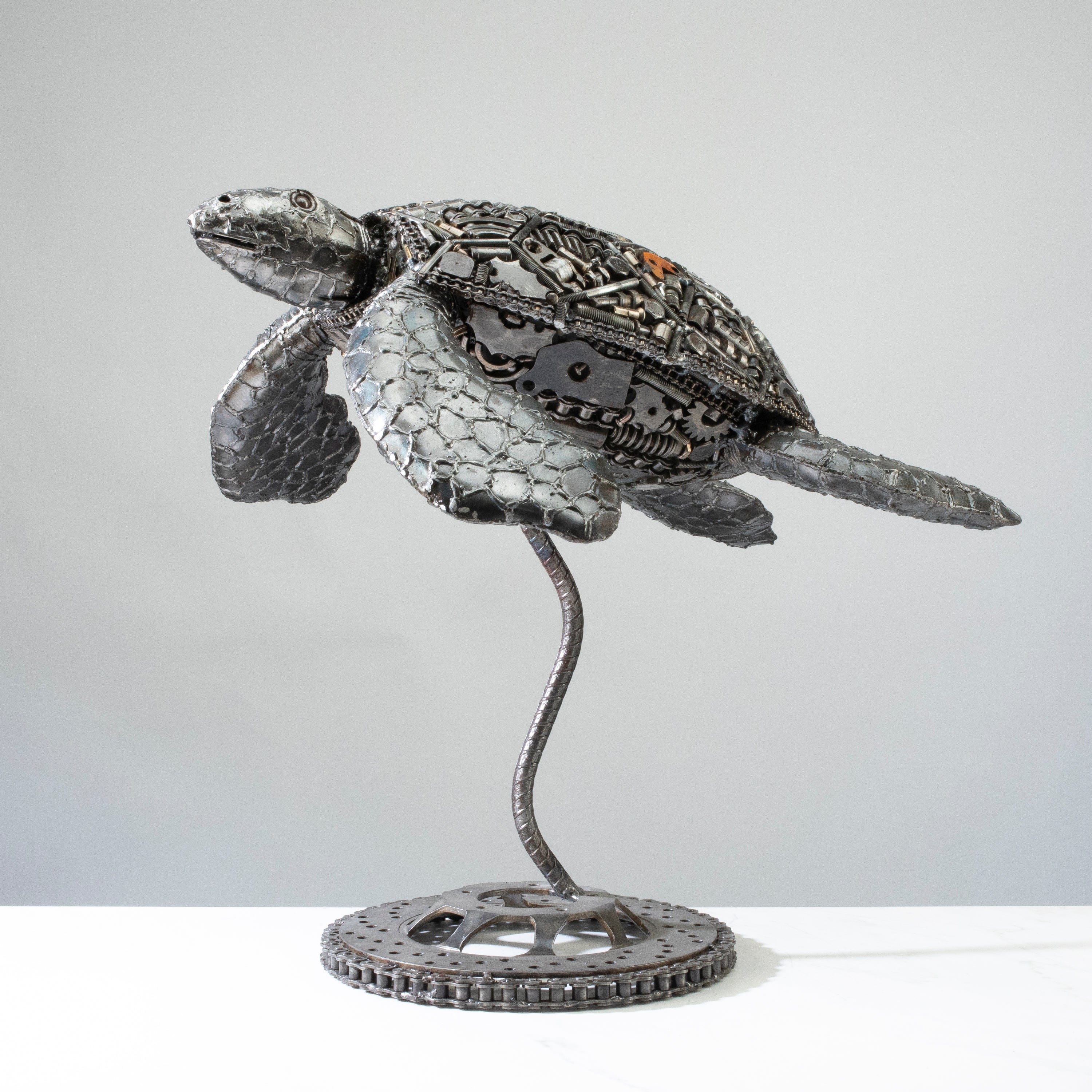 Kalifano Recycled Metal Art 20" Sea Turtle Recycled Metal Art Sculpture RMS-ST50x44-PK