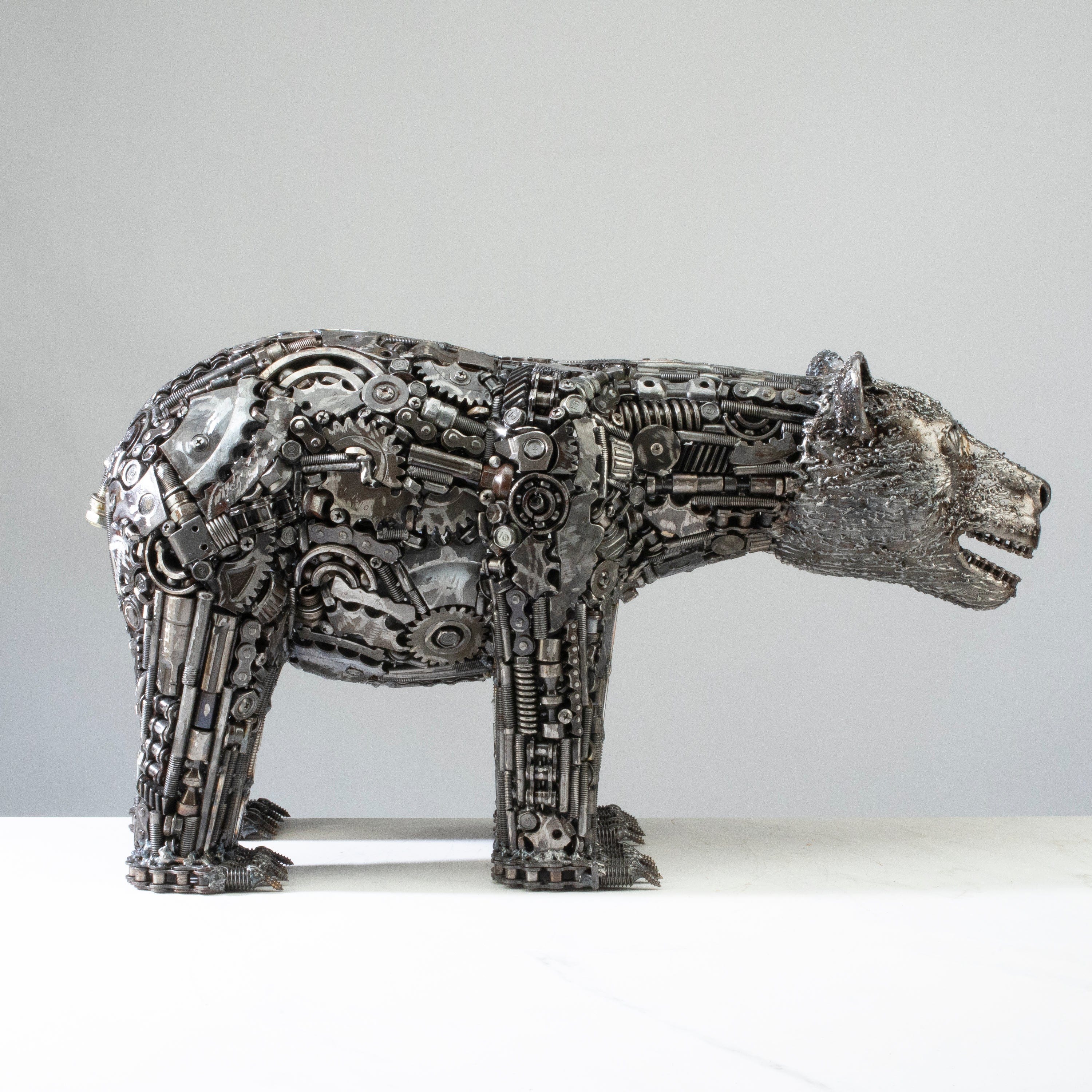 Kalifano Recycled Metal Art 21" Bear Recycled Metal Art Sculpture RMS-BR53x28-PK