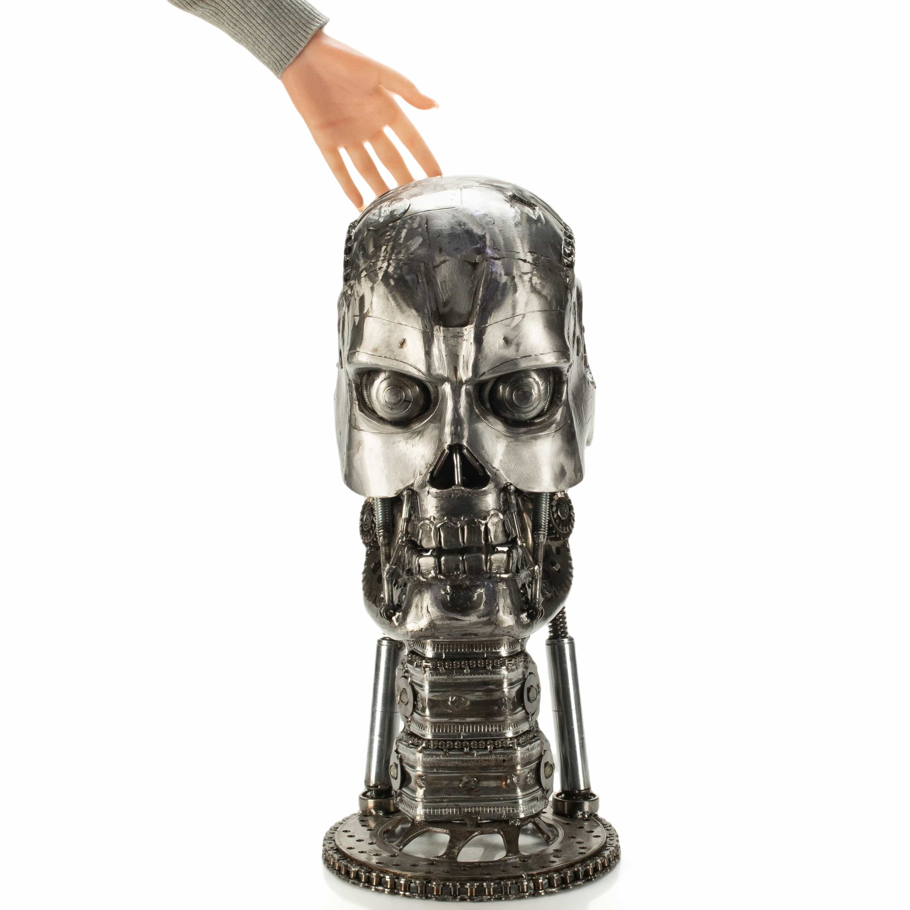 KALIFANO Recycled Metal Art 21" Skull Head Recycled Metal Art Sculpture RMS-SK22x53-PK