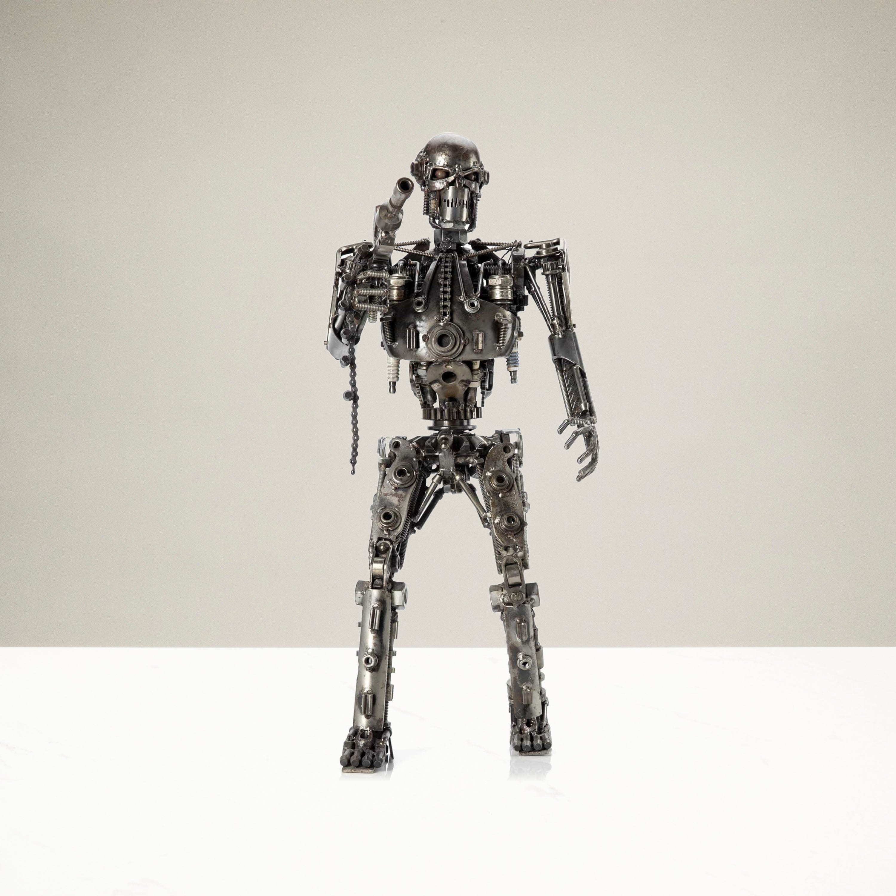 Kalifano Recycled Metal Art 22" Terminator Inspired Recycled Metal Sculpture RMS-T52x30-S