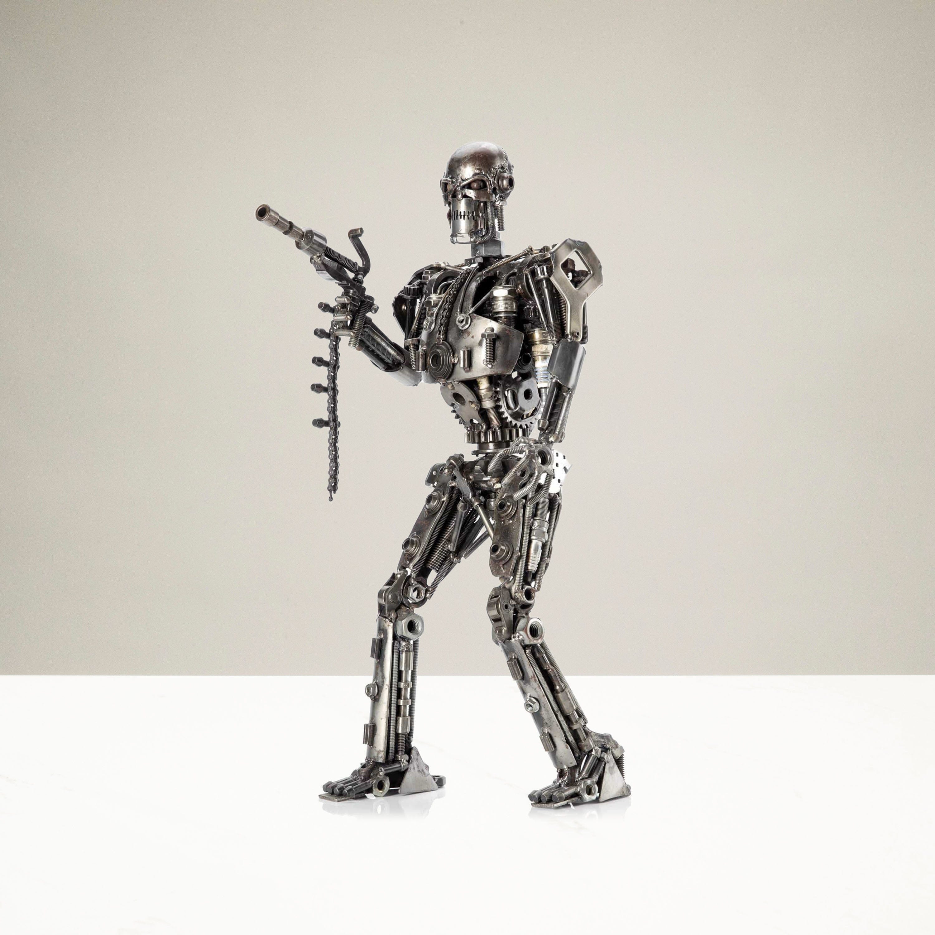 Kalifano Recycled Metal Art 22" Terminator Inspired Recycled Metal Sculpture RMS-T52x30-S