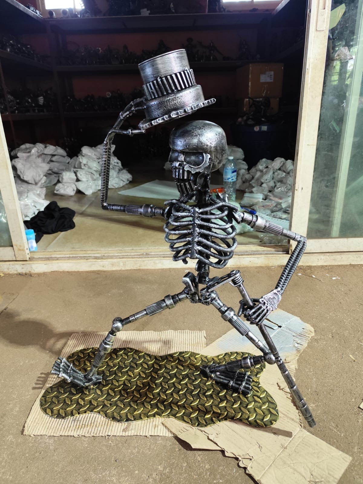 Kalifano Recycled Metal Art 23" Grateful Dead Skeleton Inspired Recycled Metal Art Sculpture RMS-GDSK60-N