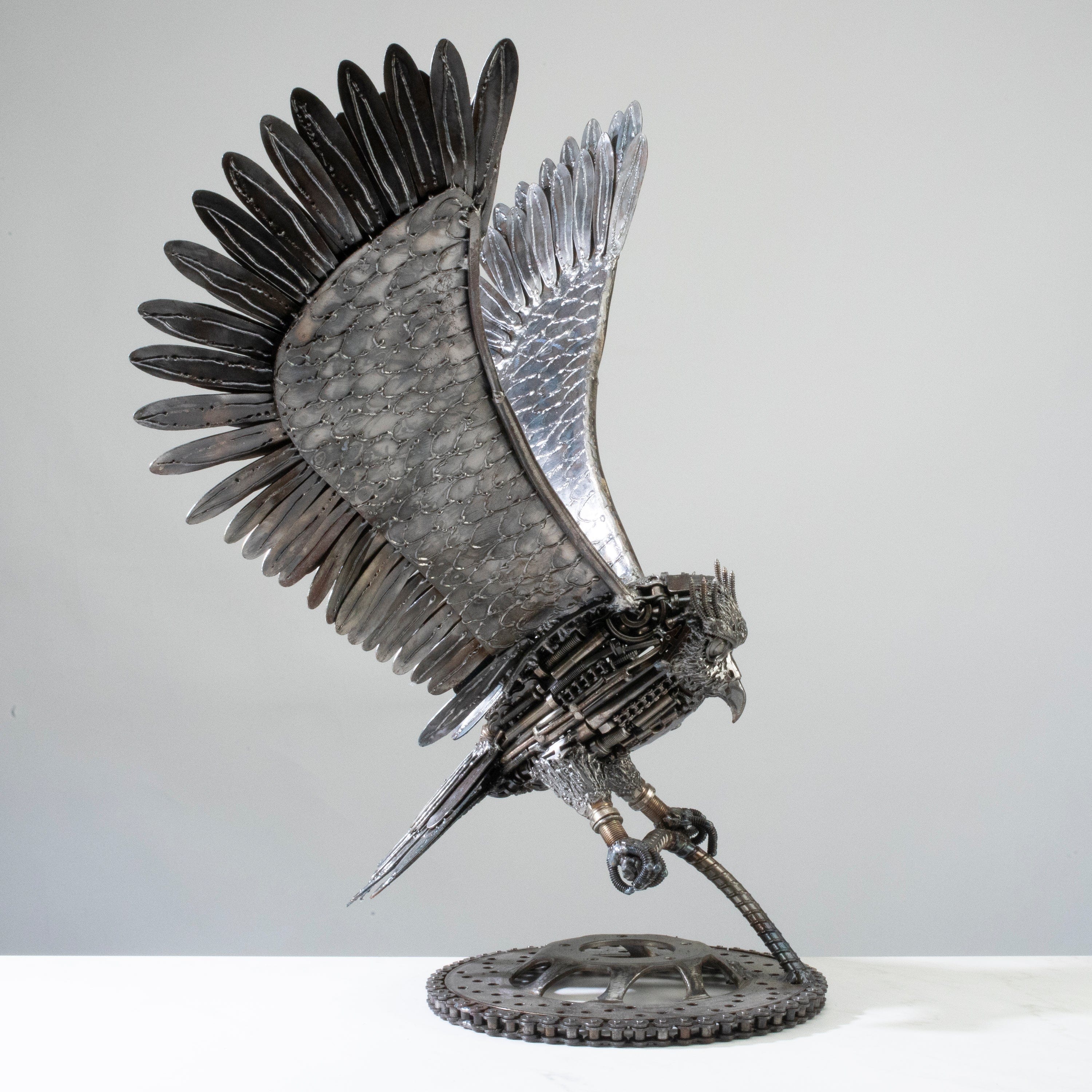 Kalifano Recycled Metal Art 23" Owl Recycled Metal Art Sculpture RMS-OWL57x53-PK