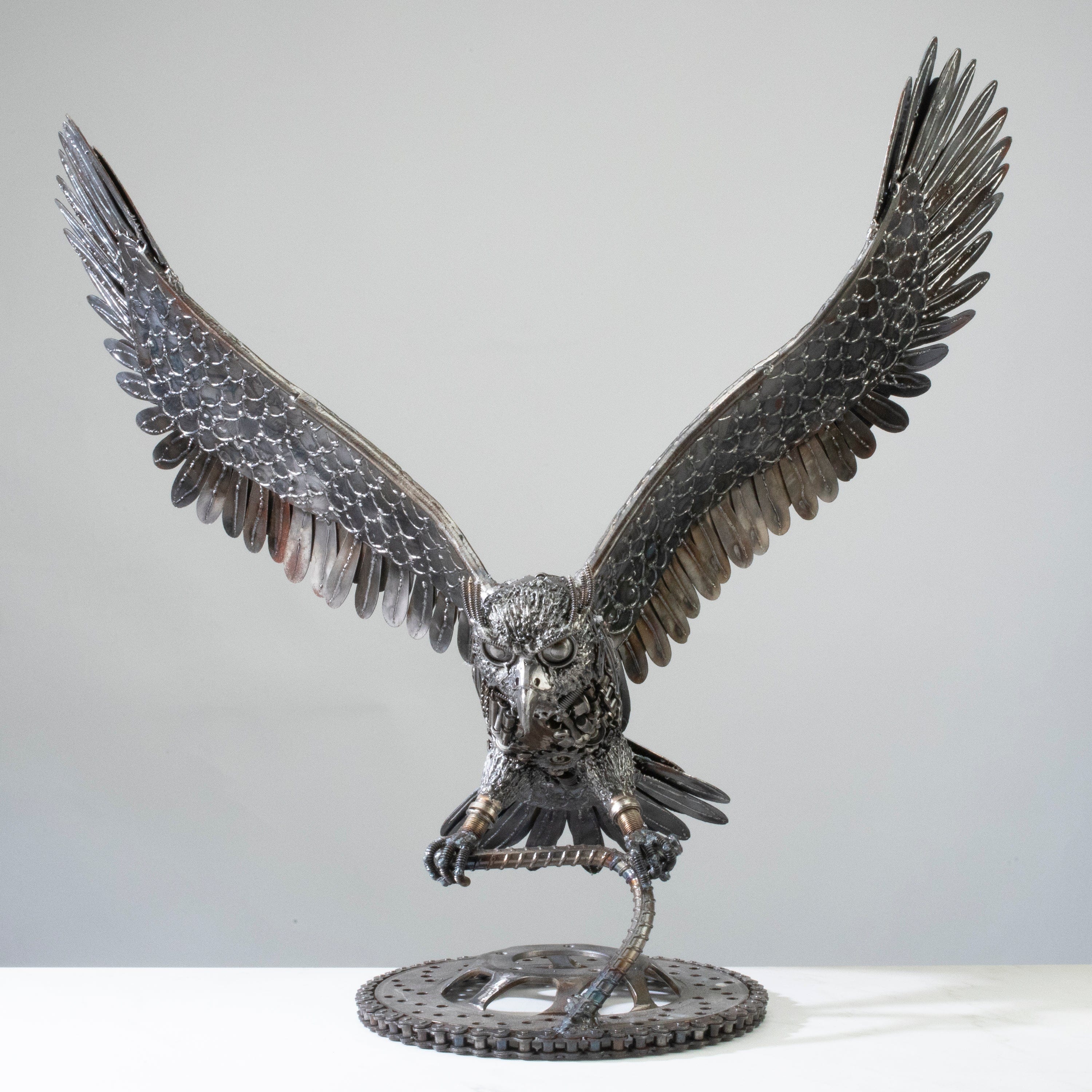 Kalifano Recycled Metal Art 23" Owl Recycled Metal Art Sculpture RMS-OWL57x53-PK