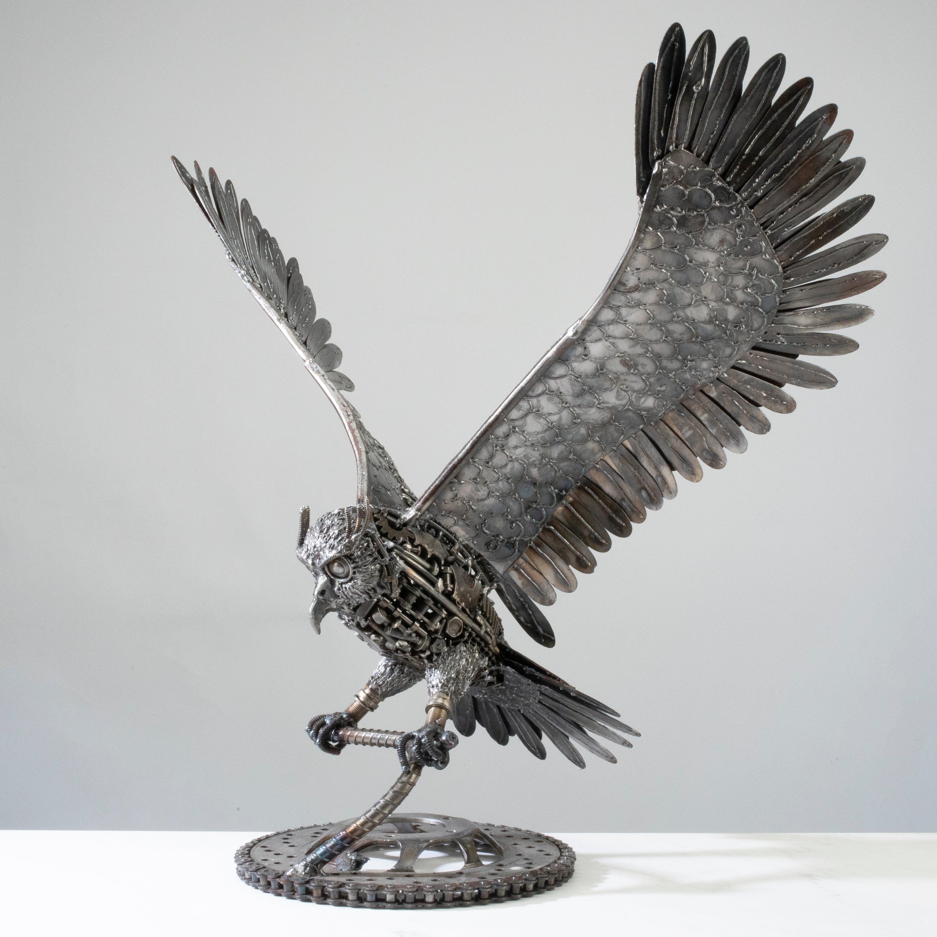 Kalifano Recycled Metal Art 23" Owl Recycled Metal Art Sculpture RMS-OWL57x53-PK