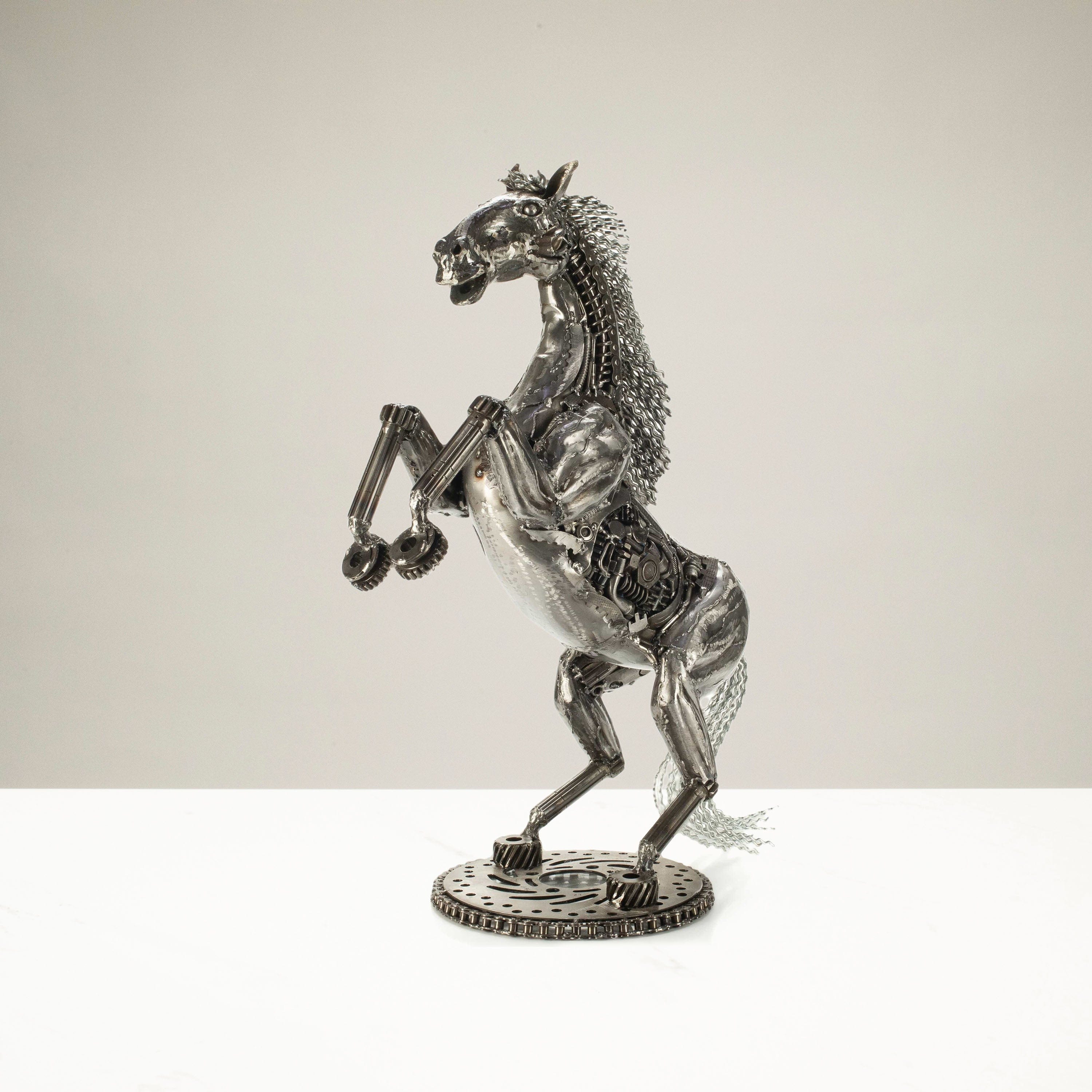 KALIFANO Recycled Metal Art 24" Jumping Horse Inspired Recycled Metal Art Sculpture RMS-JHS74x53-PK