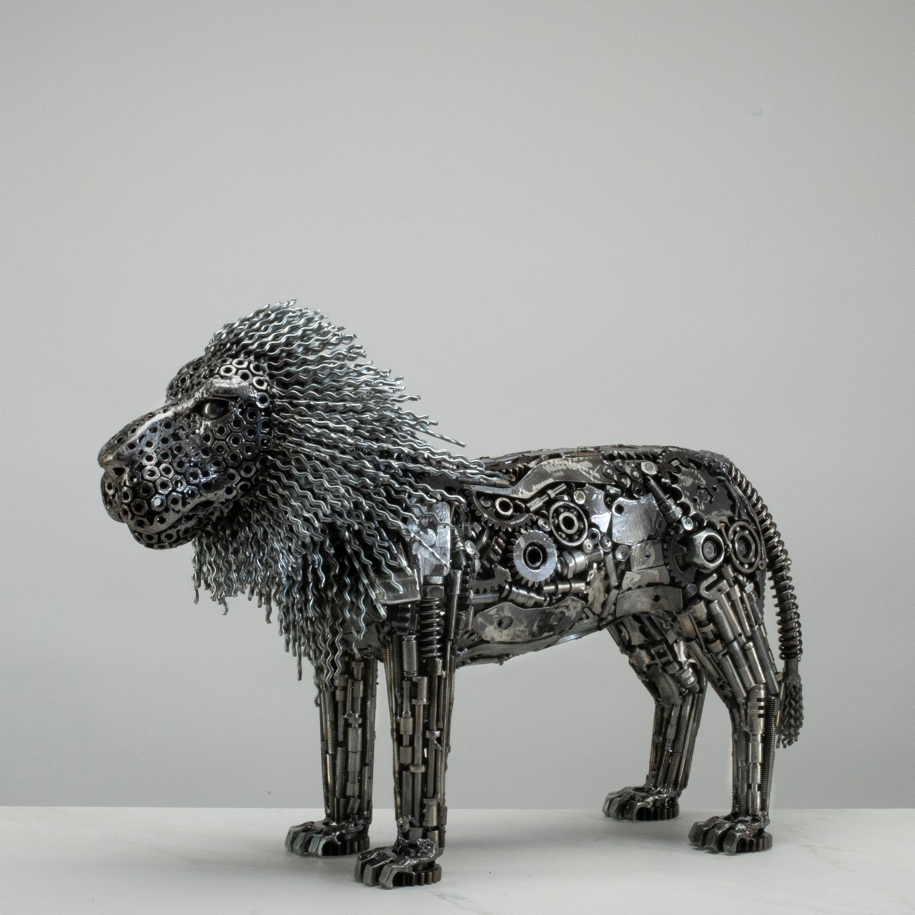 KALIFANO Recycled Metal Art 24" Lion Recycled Metal Art Sculpture RMS-LION60x42-PK