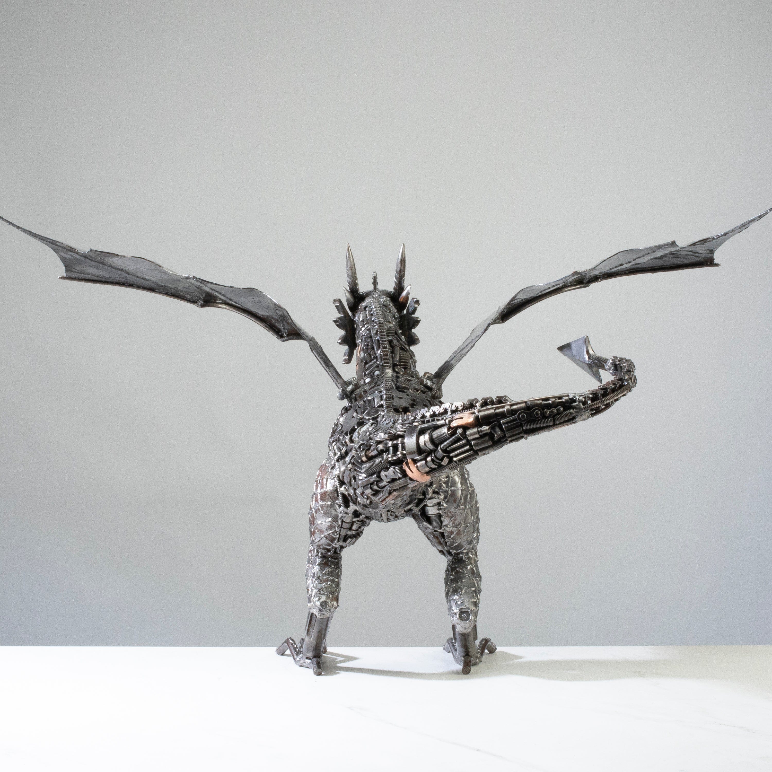 Kalifano Recycled Metal Art 30" Dragon Recycled Metal Art Sculpture RMS-DRAG76x45-PK