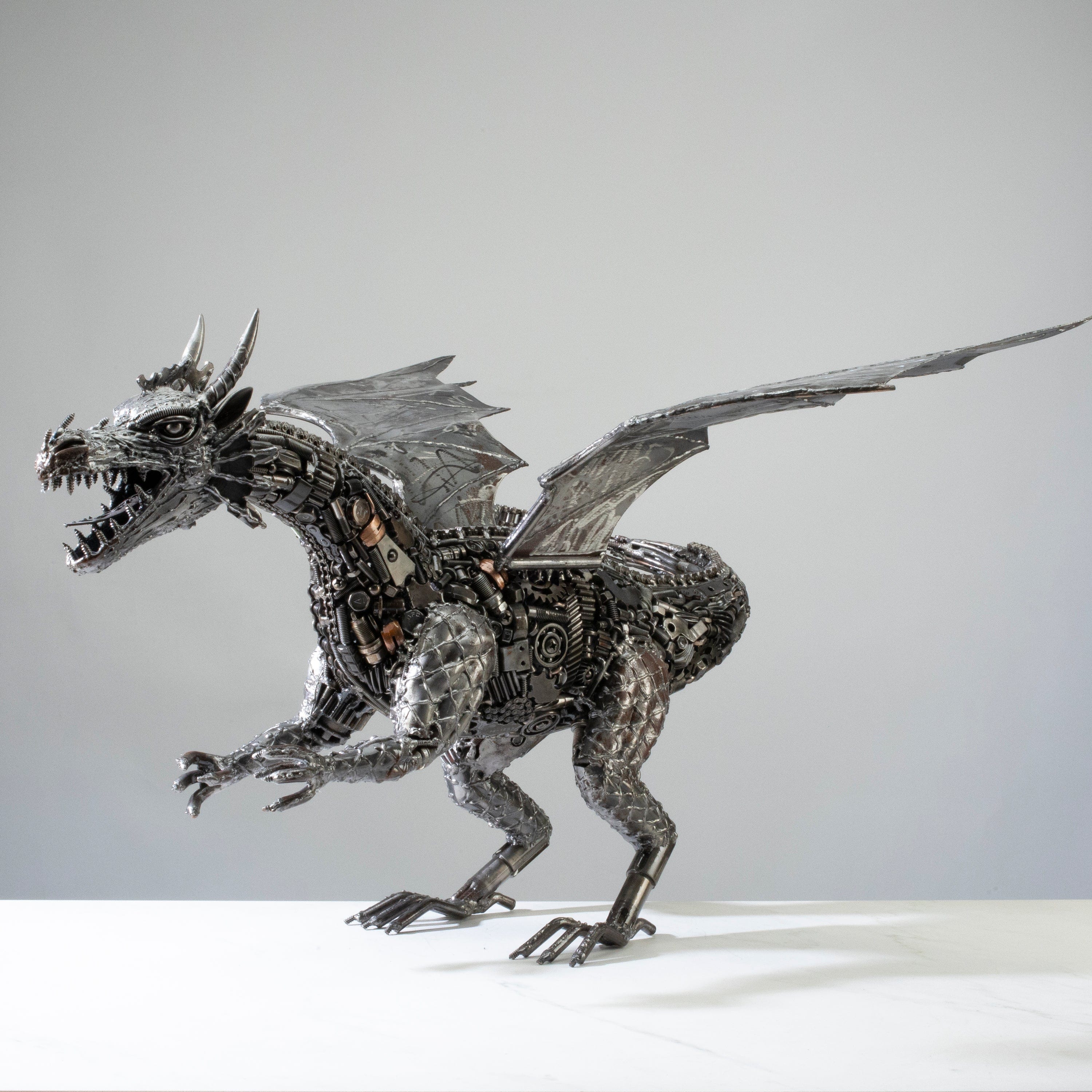Kalifano Recycled Metal Art 30" Dragon Recycled Metal Art Sculpture RMS-DRAG76x45-PK