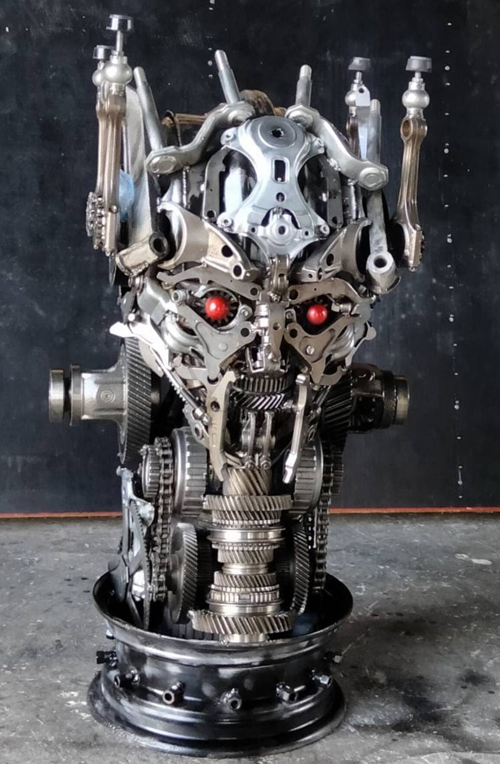 Kalifano Recycled Metal Art 36" Megatron Inspired Recycled Metal Sculpture Table RMS-MEGTAB90-S03