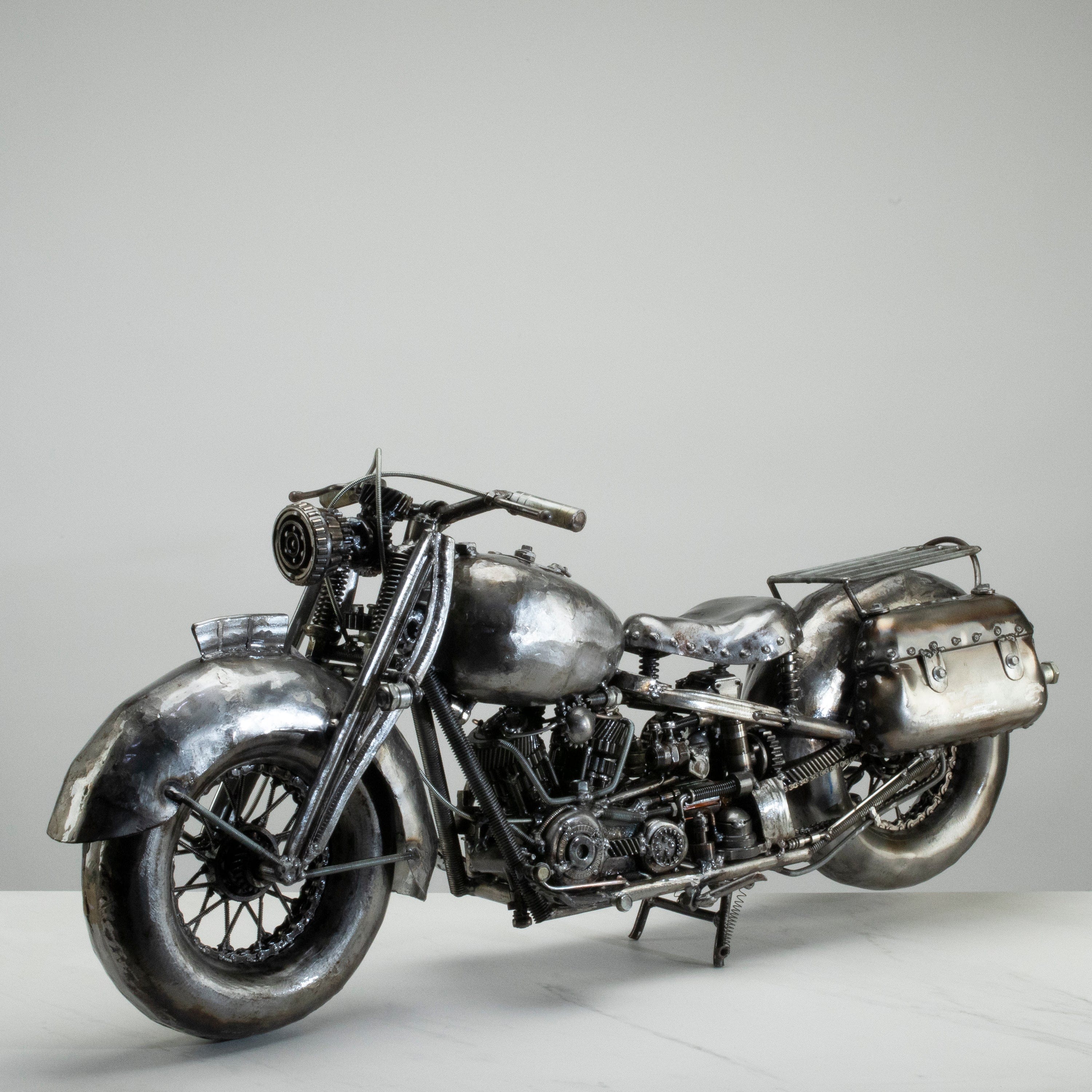 KALIFANO Recycled Metal Art 37" Motorcycle Recycled Metal Art Sculpture RMS-MC95x45-PK