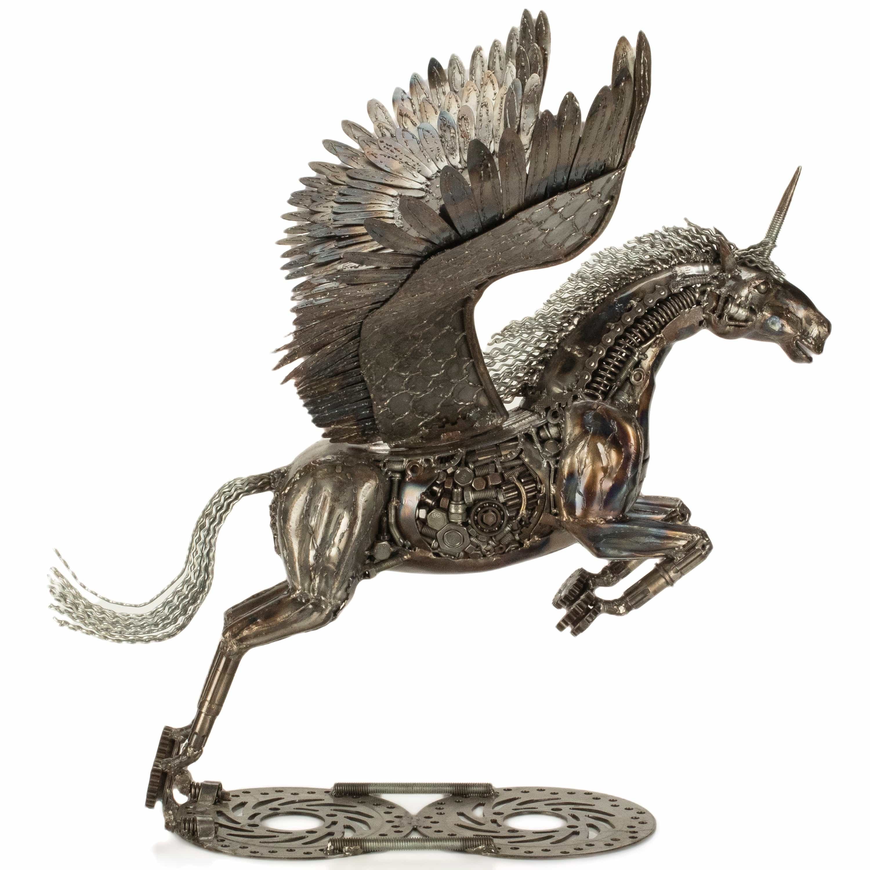 KALIFANO Recycled Metal Art 38" Pegasus Inspired Recycled Metal Art Sculpture RMS-PEG96x72-PK
