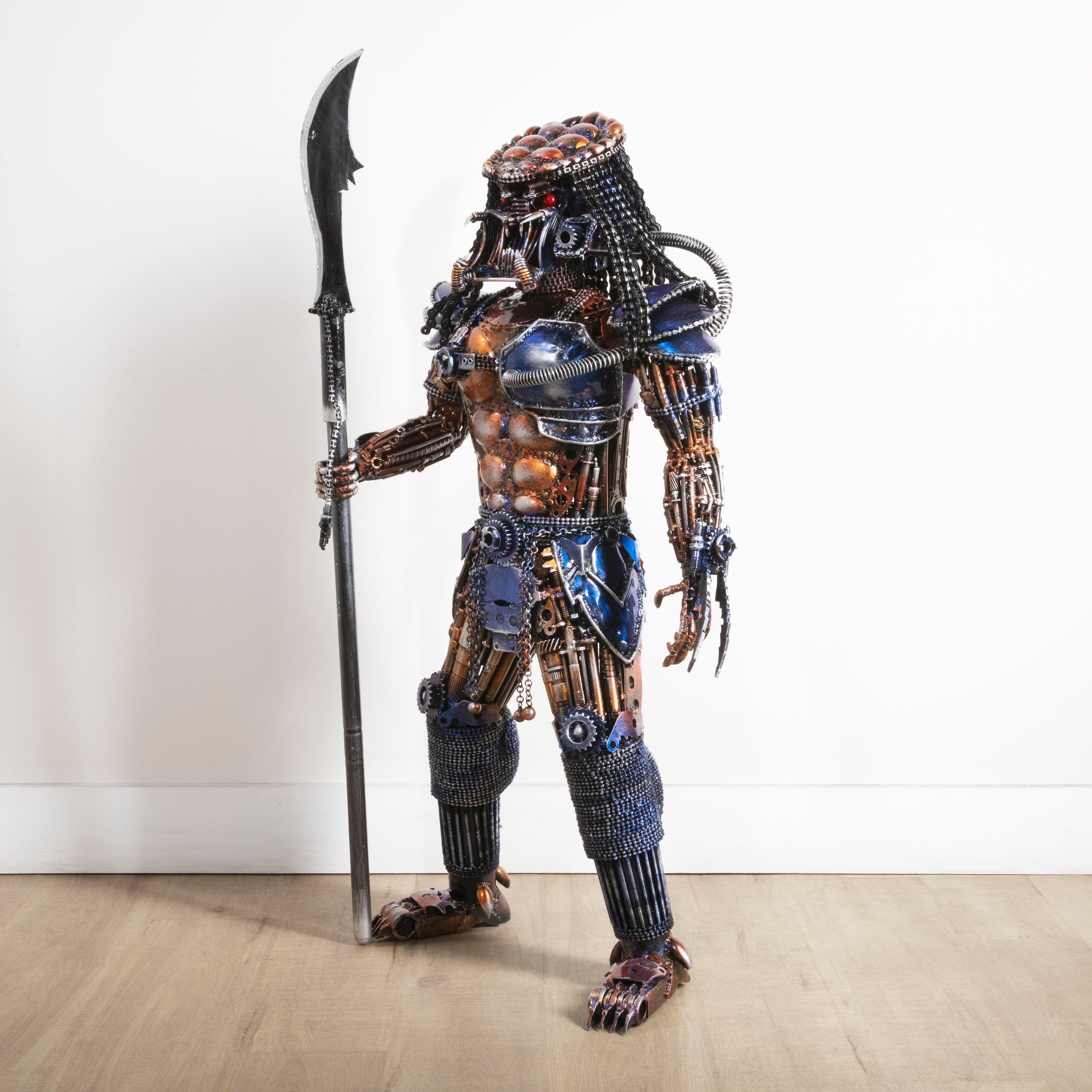 Kalifano Recycled Metal Art 43" Predator Inspired Recycled Metal Sculpture RMS-PRED110-P