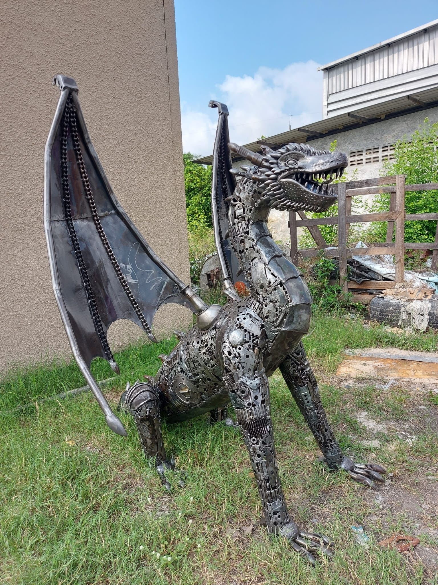 Kalifano Recycled Metal Art 47" Dragon Recycled Metal Art Sculpture RMS-DRAG120-N