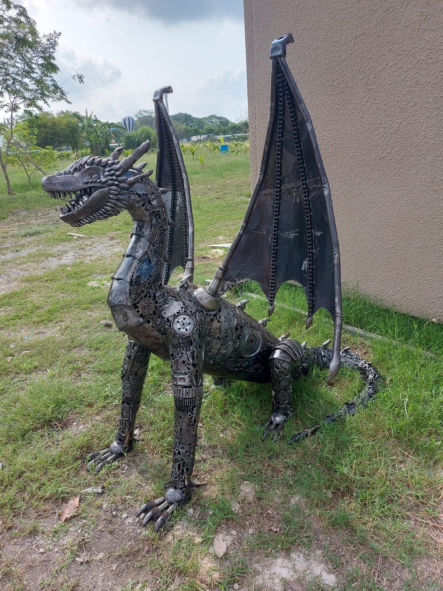 Kalifano Recycled Metal Art 47" Dragon Recycled Metal Art Sculpture RMS-DRAG120-N
