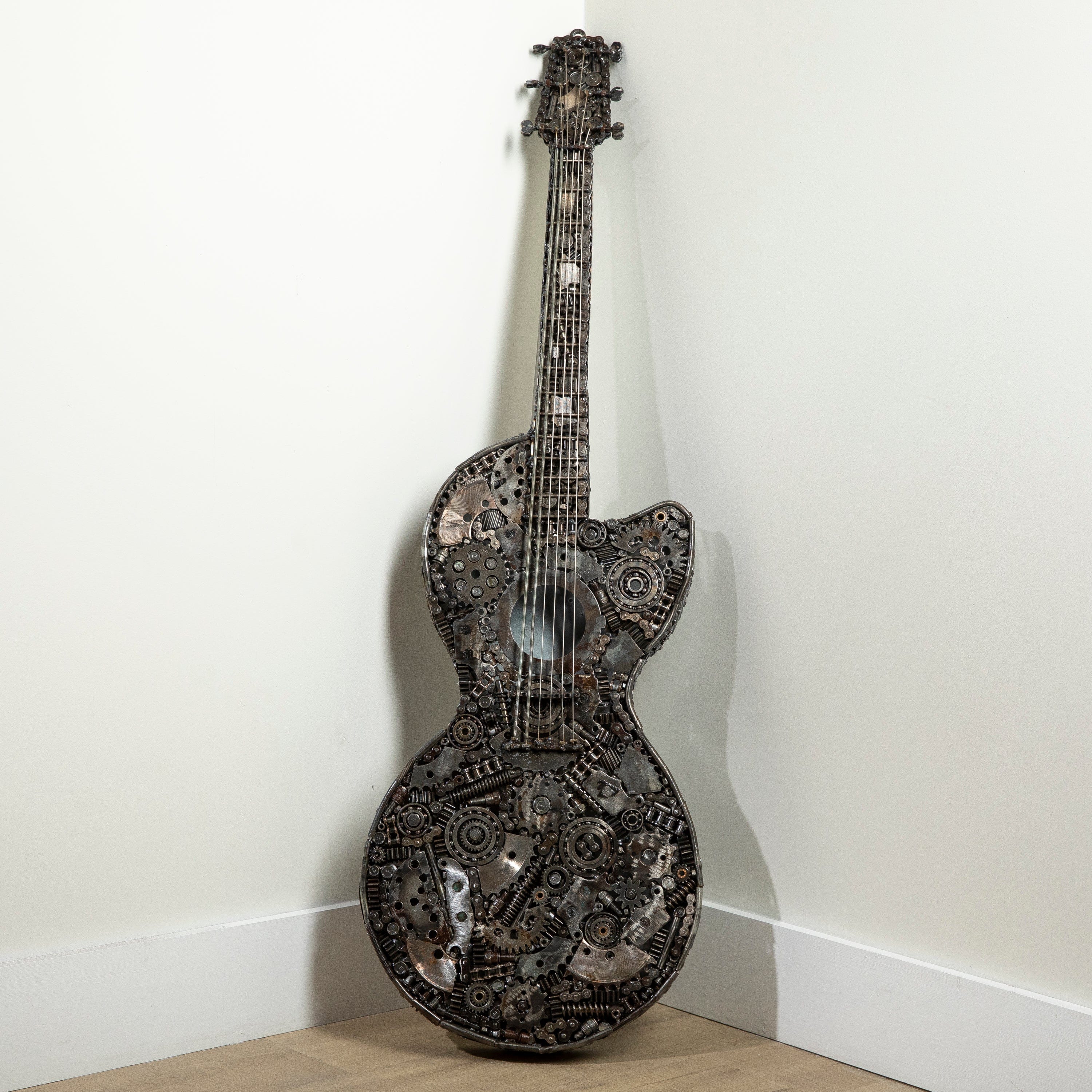 KALIFANO Recycled Metal Art 48" Guitar Inspired Recycled Metal Art Sculpture RMS-GT123-PK