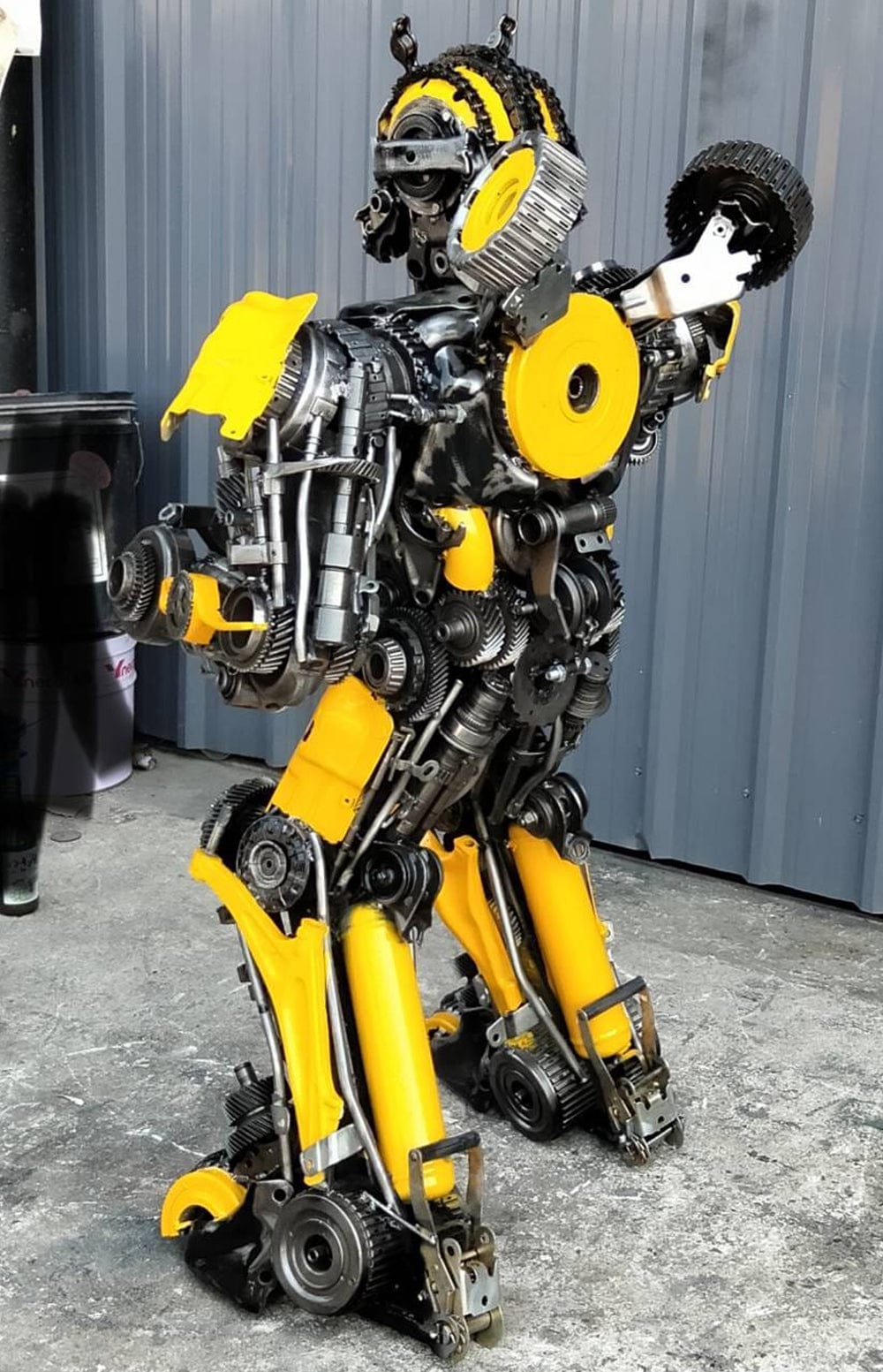 Kalifano Recycled Metal Art 55" Bumblebee Inspired Recycled Metal Art Sculpture RMS-BB140-S13