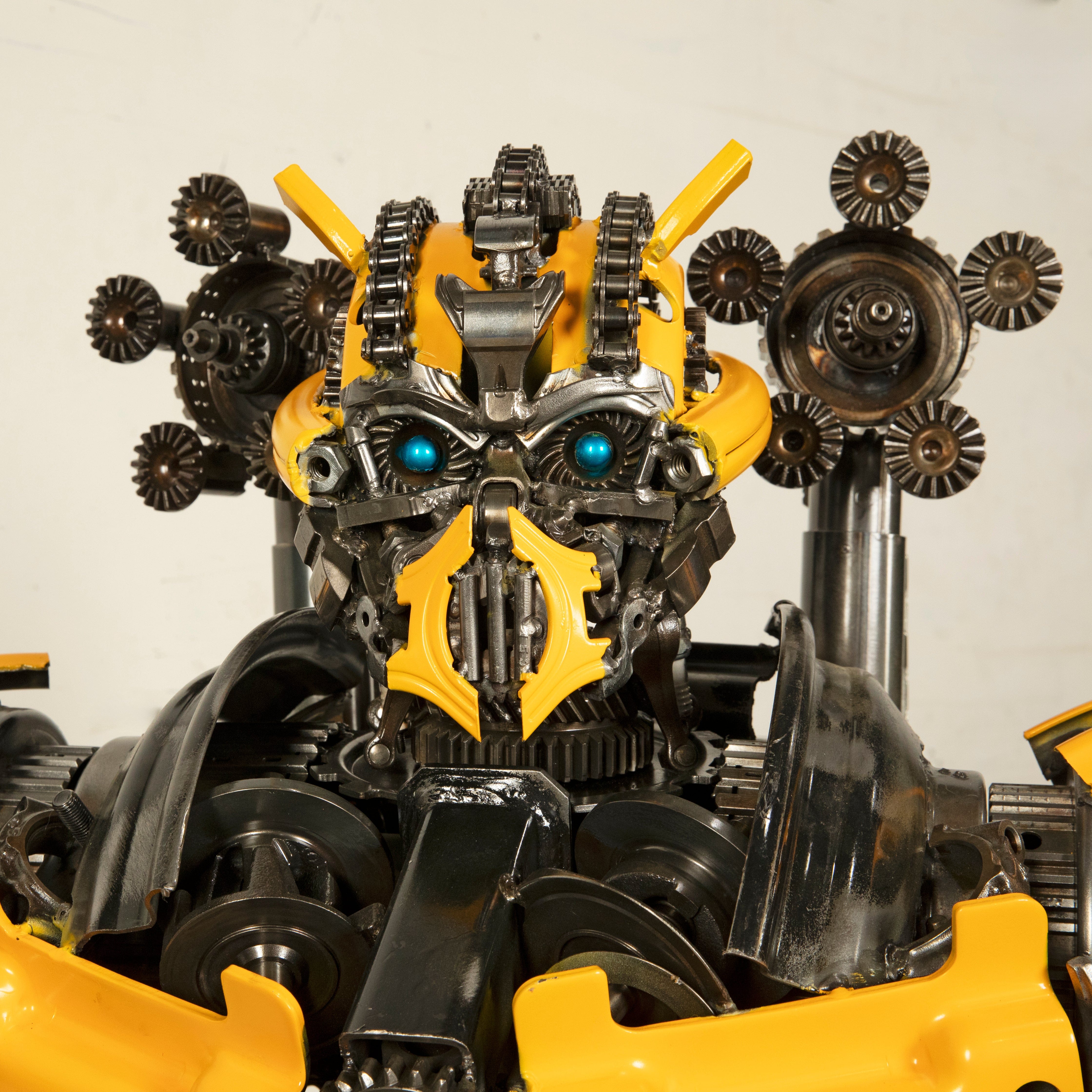 Kalifano Recycled Metal Art 55" Bumblebee Inspired Recycled Metal Art Sculpture RMS-BB140-S16