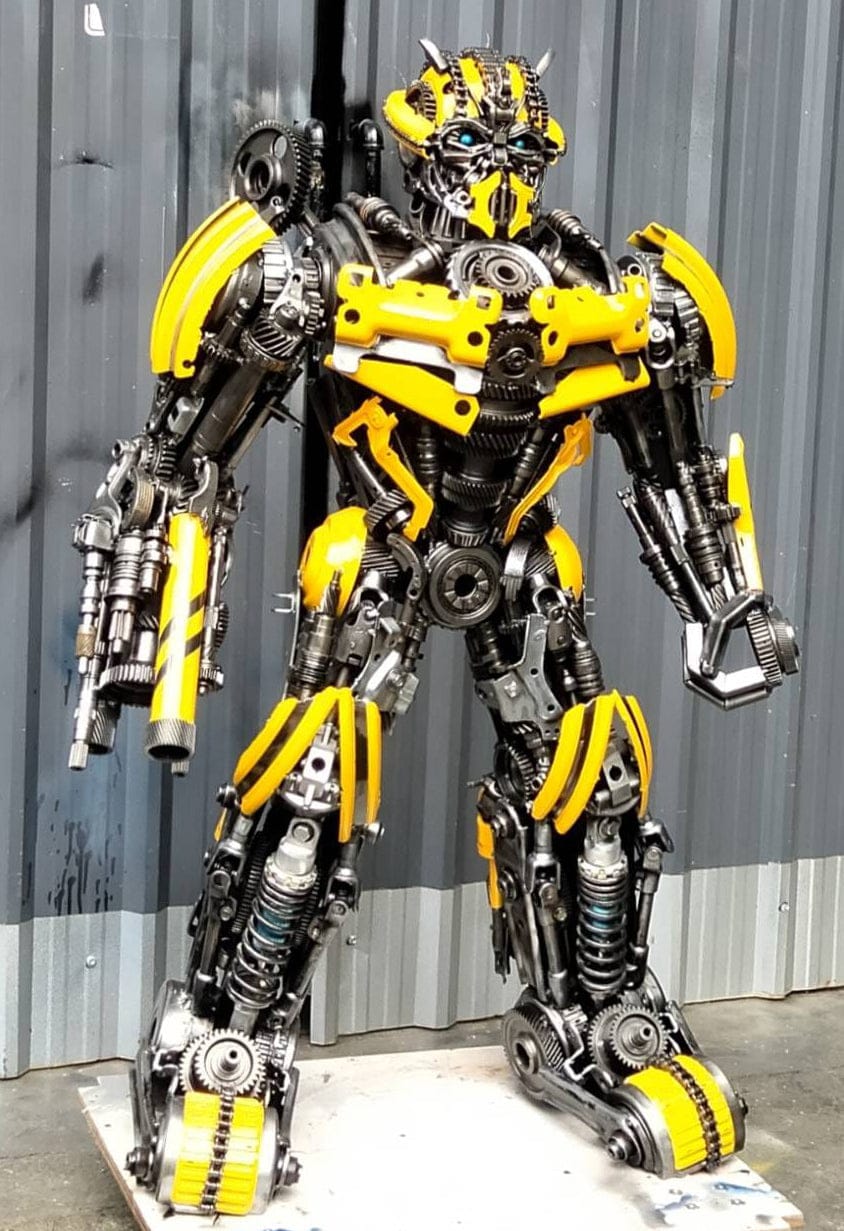 Kalifano Recycled Metal Art 55" Bumblebee Inspired Recycled Metal Art Sculpture RMS-BB140-S23
