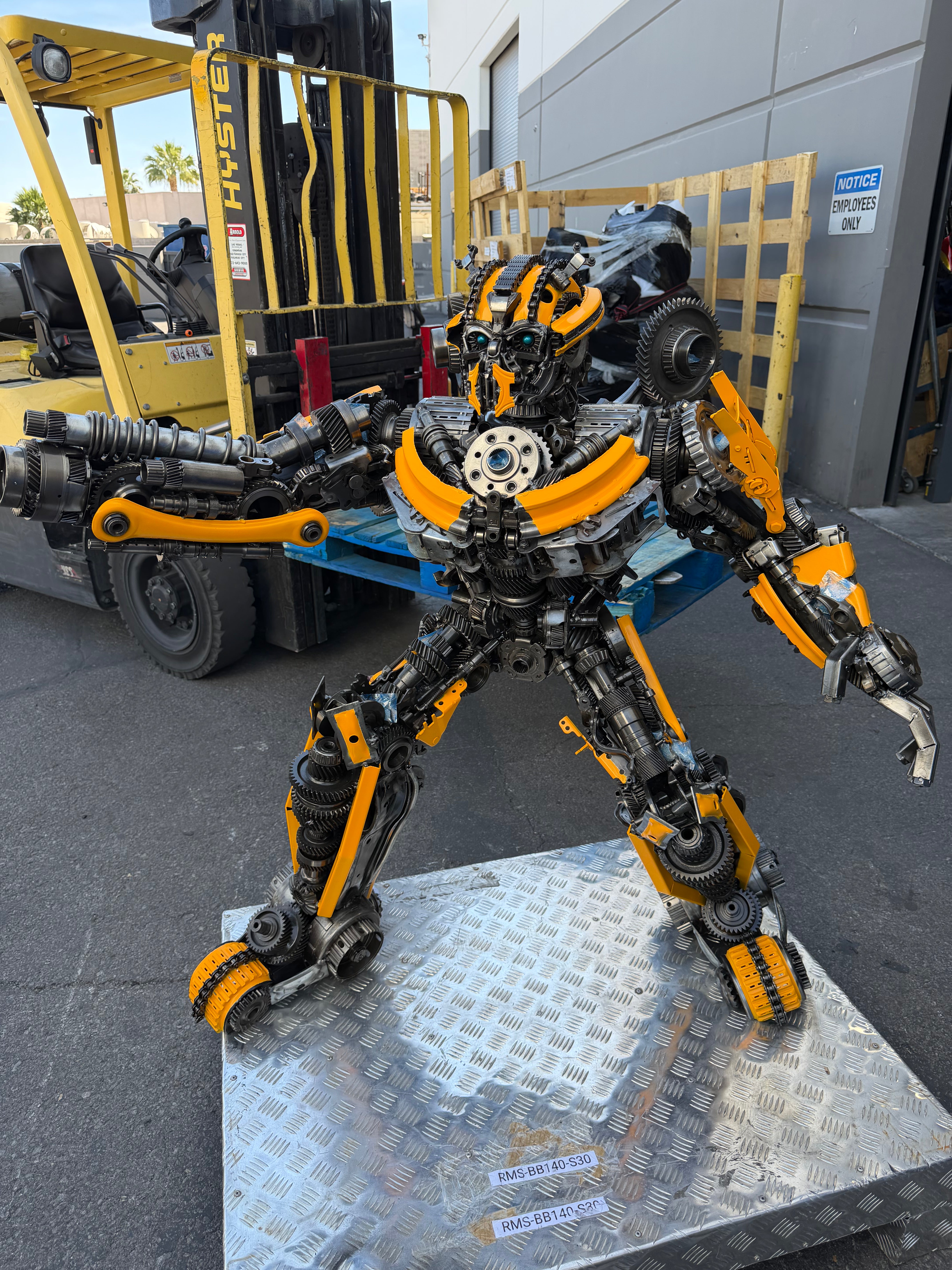 Kalifano Recycled Metal Art 55" Bumblebee Inspired Recycled Metal Art Sculpture RMS-BB140-S30