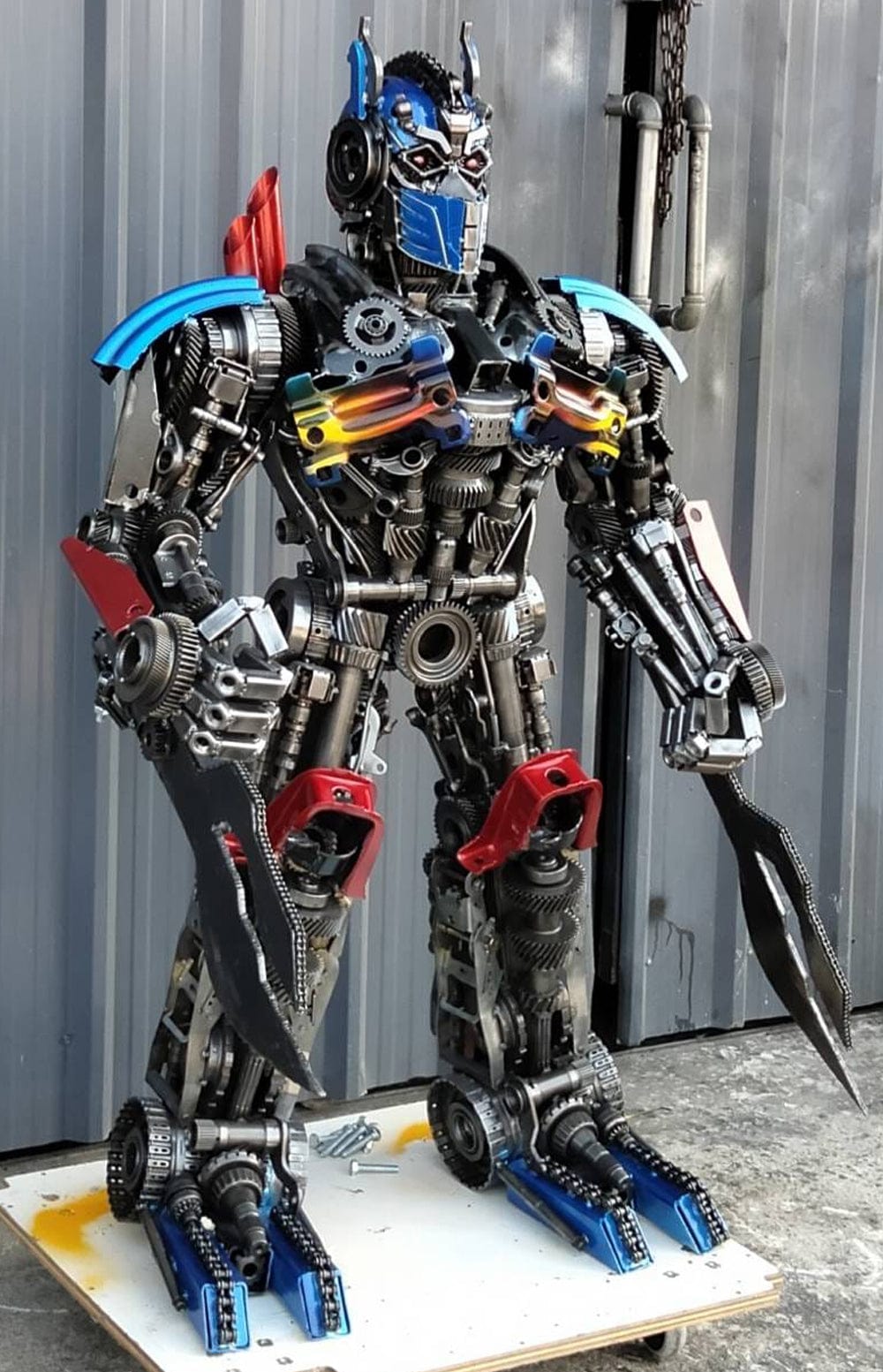 Kalifano Recycled Metal Art 55" Optimus Prime Inspired Recycled Metal Art Sculpture RMS-OP140-S09