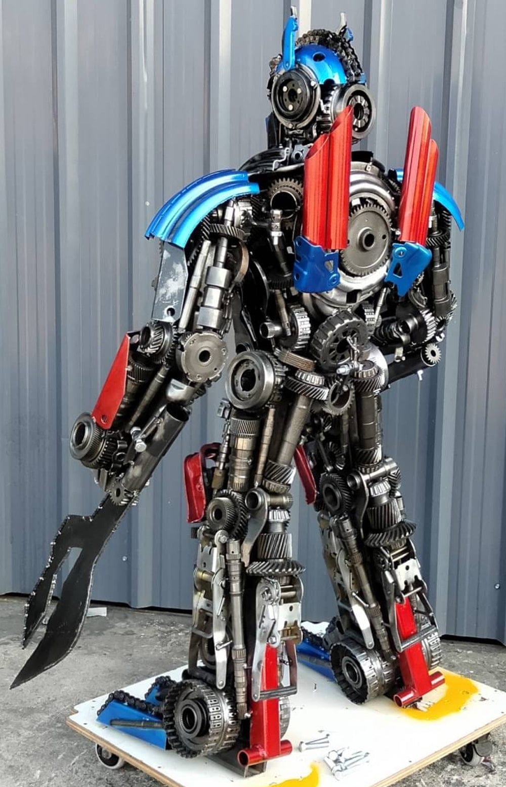 Kalifano Recycled Metal Art 55" Optimus Prime Inspired Recycled Metal Art Sculpture RMS-OP140-S09