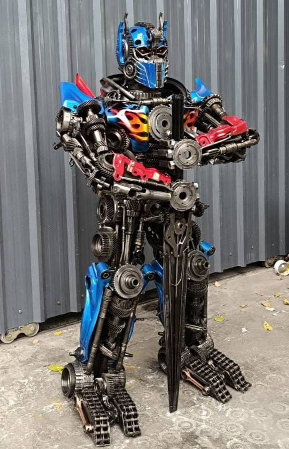 Kalifano Recycled Metal Art 55" Optimus Prime Inspired Recycled Metal Art Sculpture RMS-OP140-S12