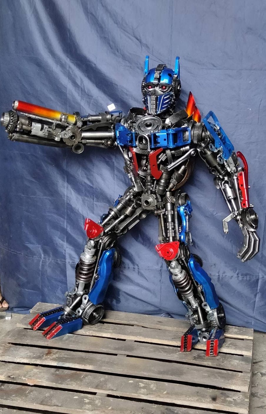 Kalifano Recycled Metal Art 55" Optimus Prime Inspired Recycled Metal Art Sculpture RMS-OP140-S19