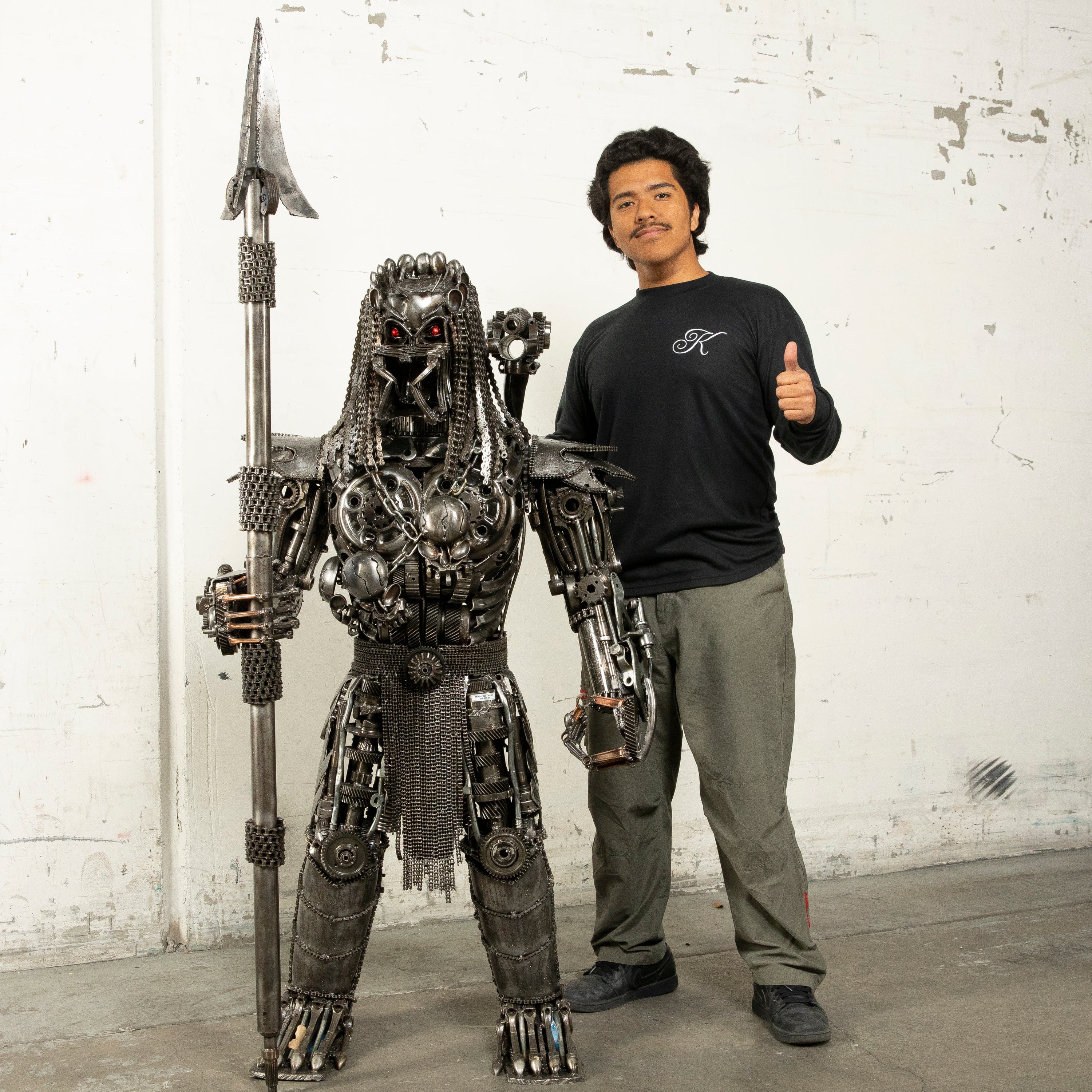 Kalifano Recycled Metal Art 55" Predator Inspired Recycled Metal Art Sculpture RMS-PRED140-S03