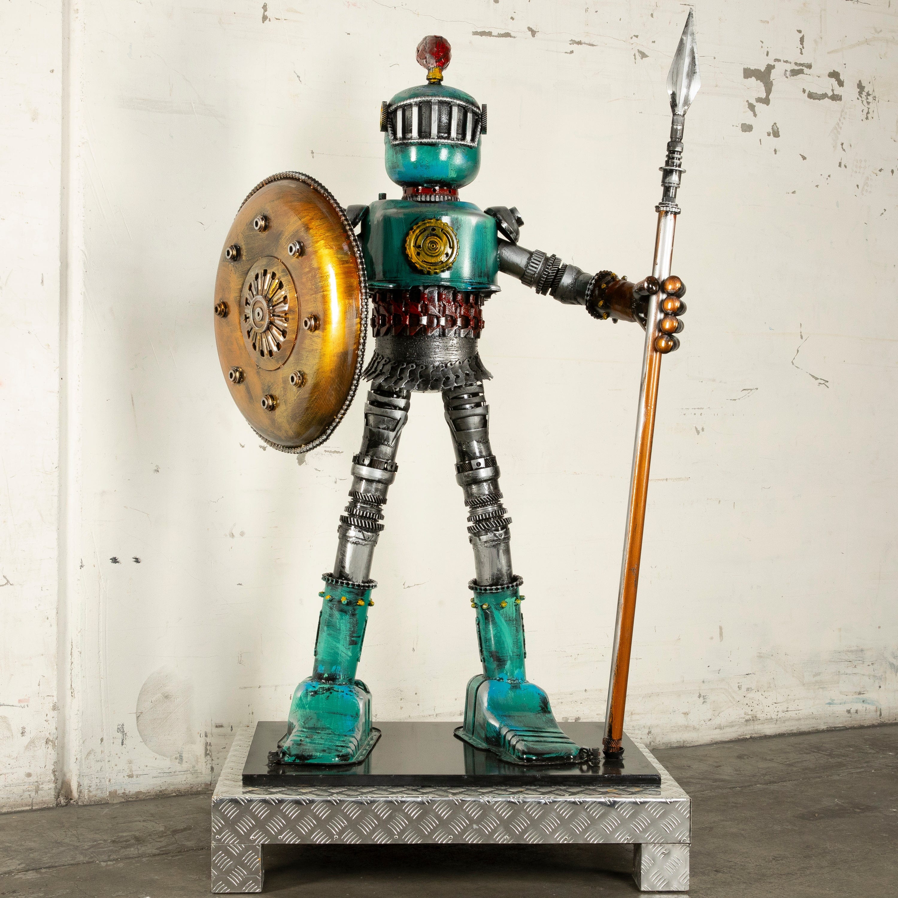 KALIFANO Recycled Metal Art 67" Knight Inspired Recycled Metal Art Sculpture RMS-KNROB170-N